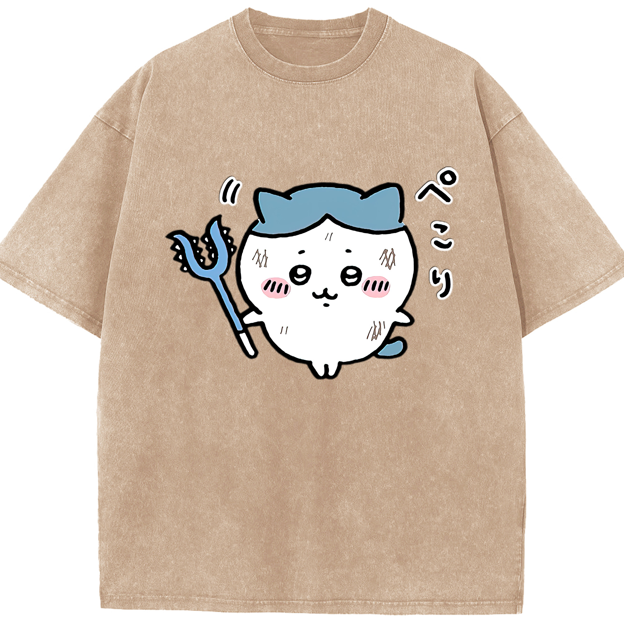 （画像用） ちいかわ ハチワレ Chii-kawa hachiware 綿100% ヴィンテージ風 半袖Tシャツ（フロントプリント）