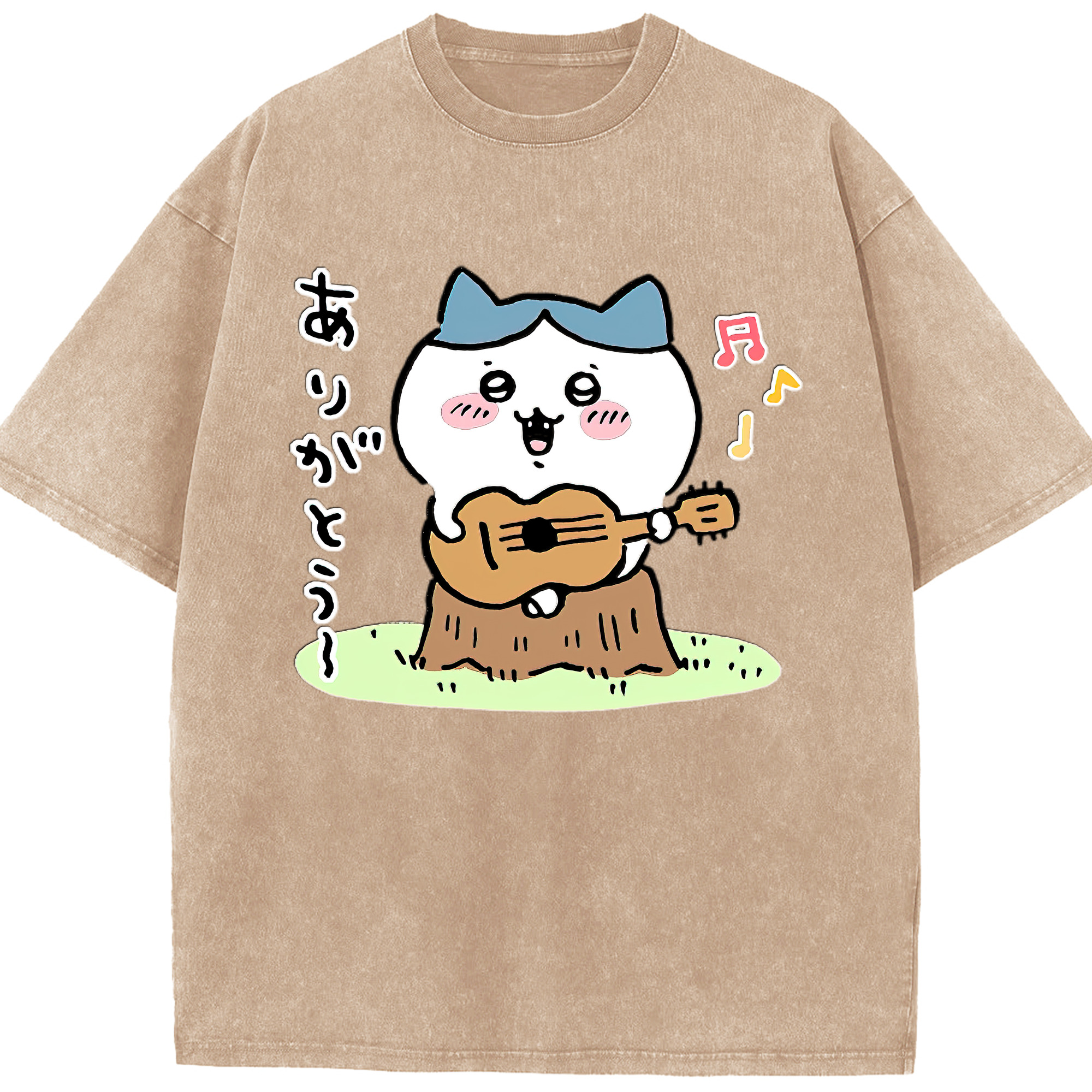 （画像用） ちいかわ ハチワレ Chii-kawa hachiware 綿100% ヴィンテージ風 半袖Tシャツ（フロントプリント）