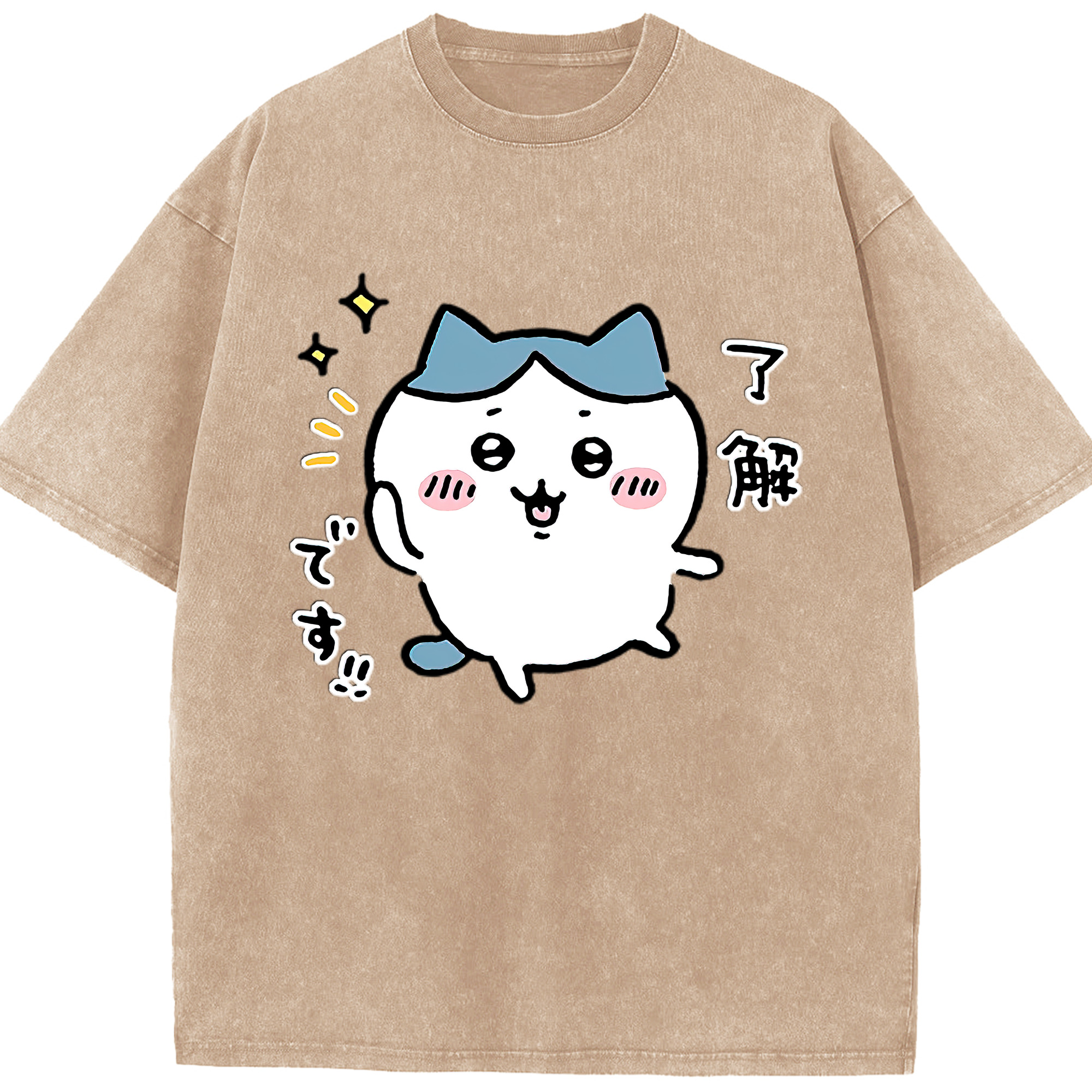 （画像用） ちいかわ ハチワレ Chii-kawa hachiware 綿100% ヴィンテージ風 半袖Tシャツ（フロントプリント）