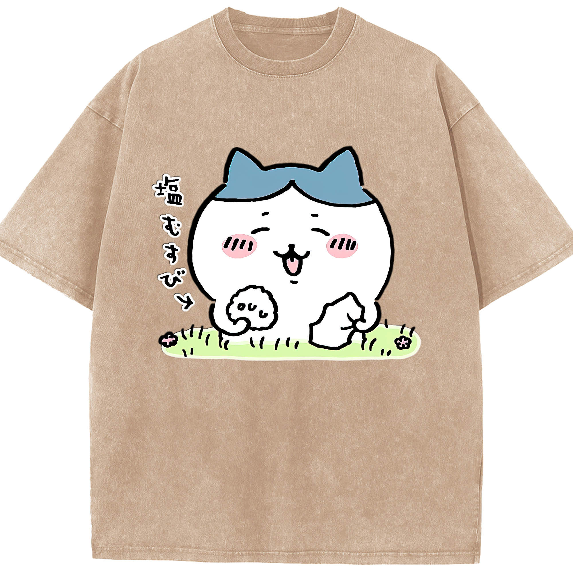（画像用） ちいかわ ハチワレ Chii-kawa hachiware 綿100% ヴィンテージ風 半袖Tシャツ（フロントプリント）