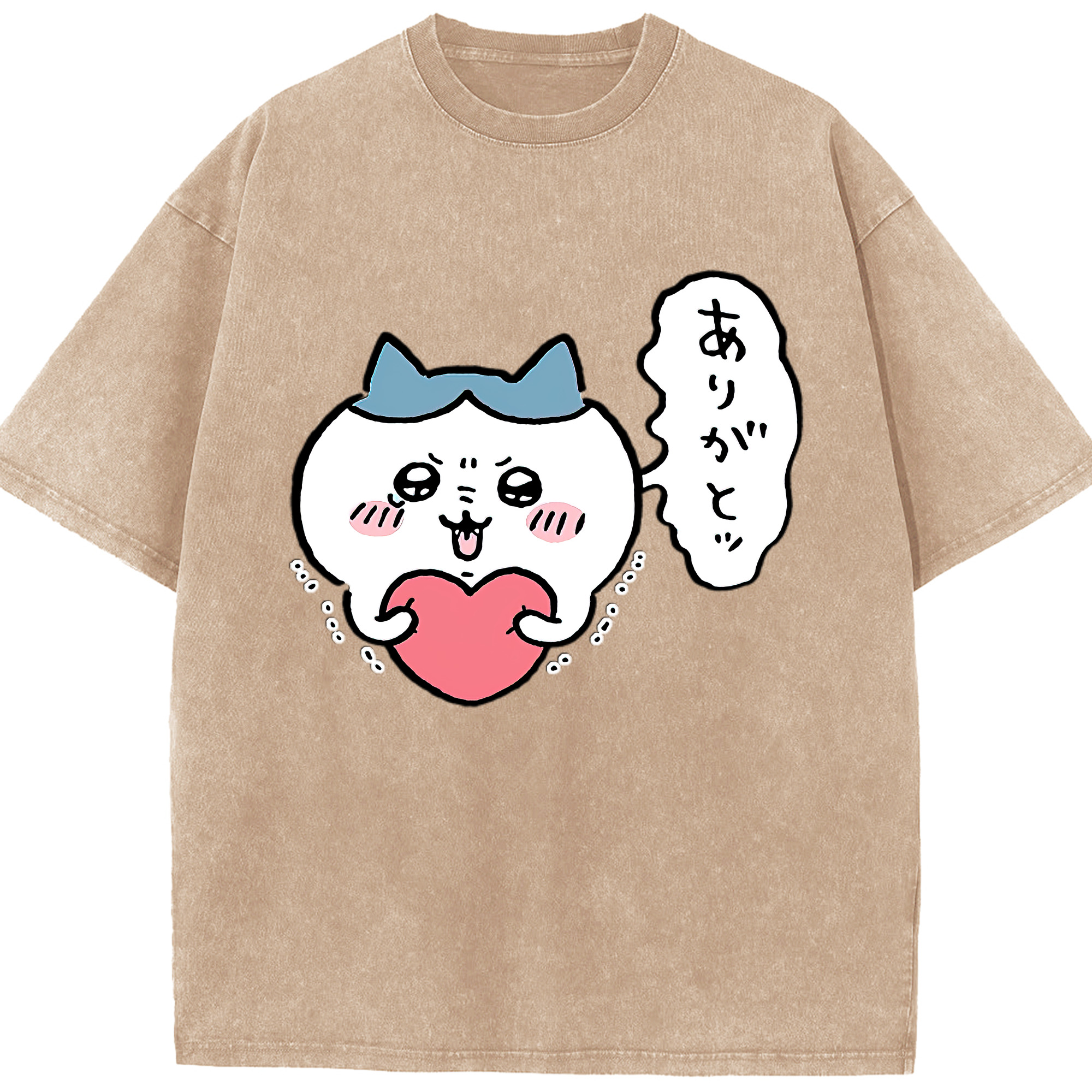 （画像用） ちいかわ ハチワレ Chii-kawa hachiware 綿100% ヴィンテージ風 半袖Tシャツ（フロントプリント）