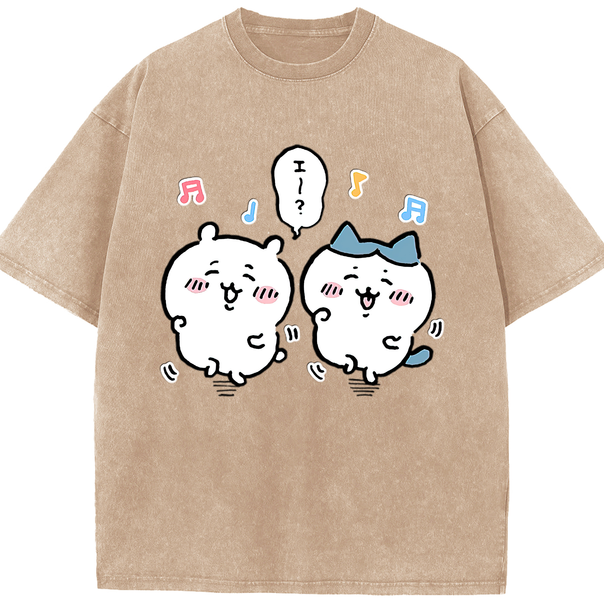 （画像用） ちいかわ ハチワレ Chii-kawa hachiware 綿100% ヴィンテージ風 半袖Tシャツ（フロントプリント）