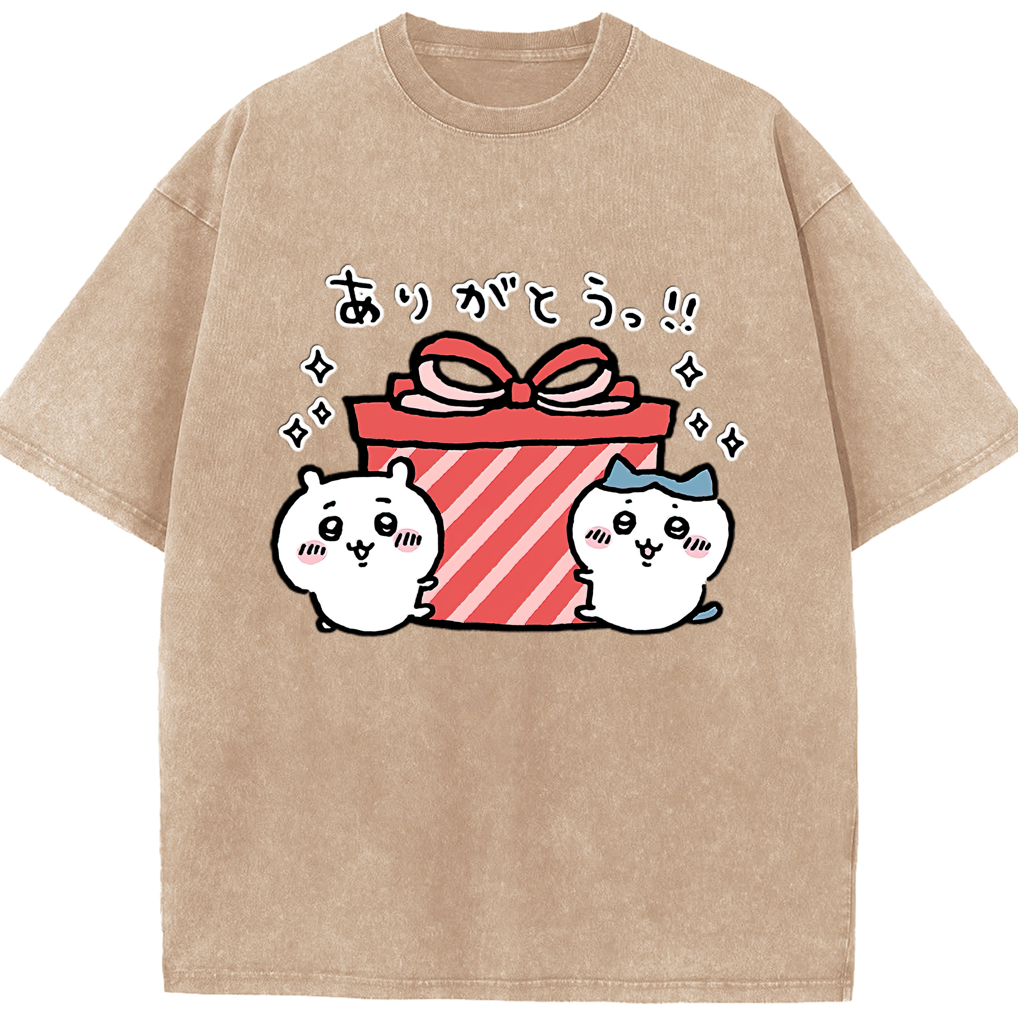 （画像用） ちいかわ ハチワレ Chii-kawa hachiware 綿100% ヴィンテージ風 半袖Tシャツ（フロントプリント）