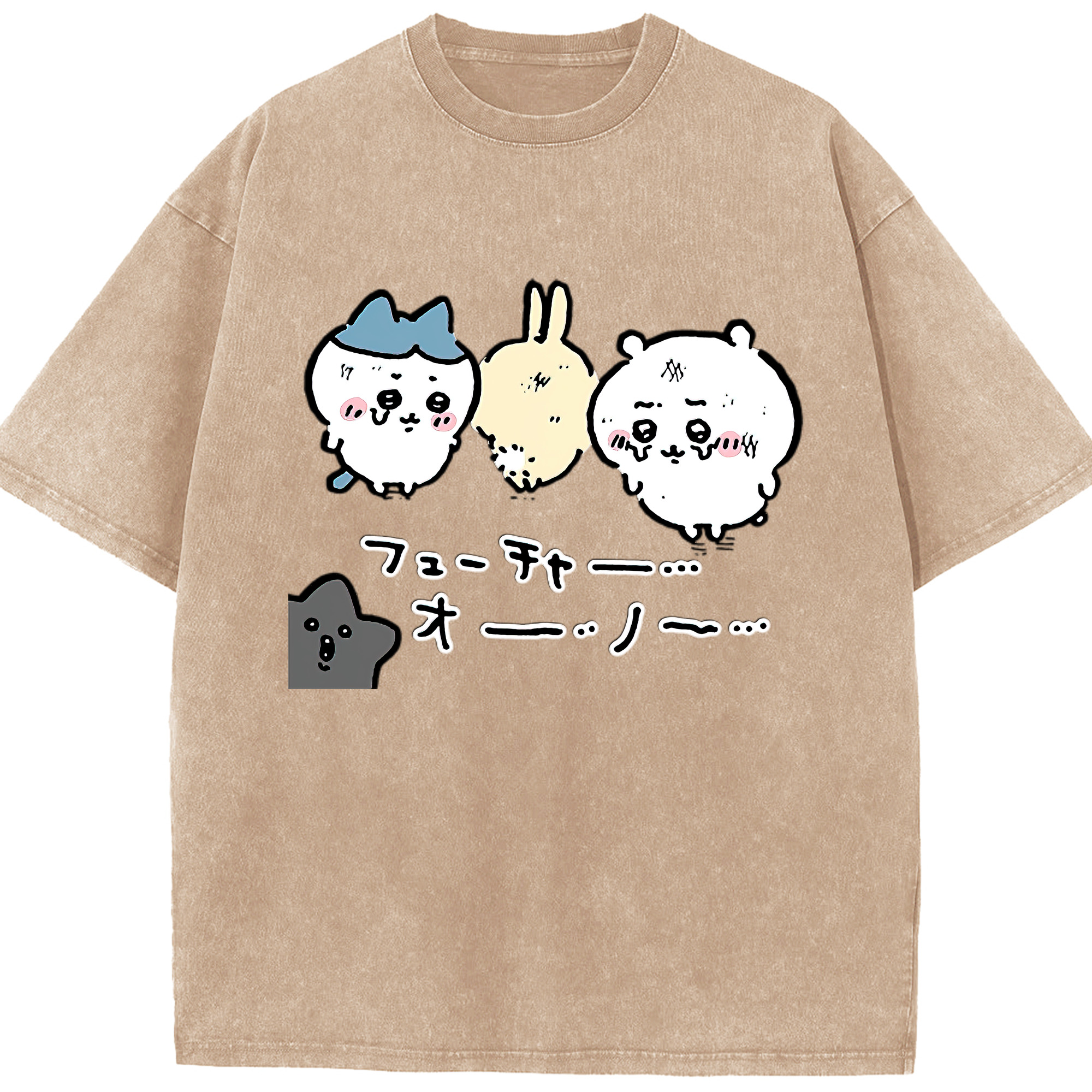 （画像用） ちいかわ ハチワレ Chii-kawa hachiware 綿100% ヴィンテージ風 半袖Tシャツ（フロントプリント）