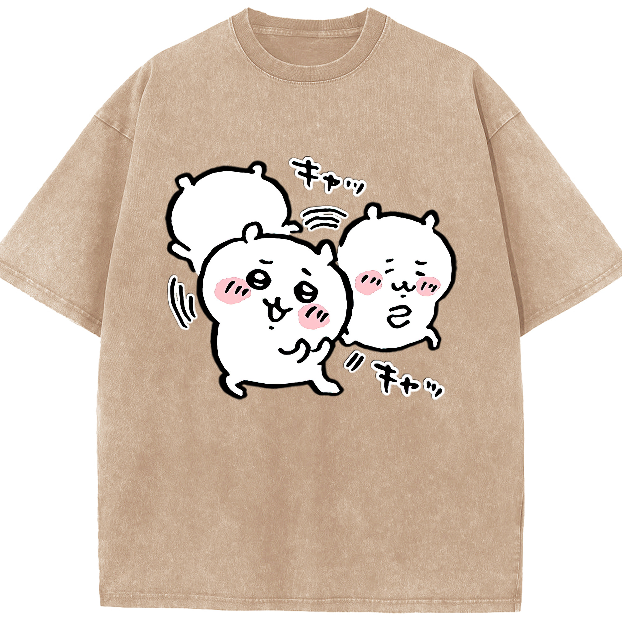 （画像用） ちいかわ ちいかわ Chii-kawa chiikawa 綿100% ヴィンテージ風 半袖Tシャツ（フロントプリント）