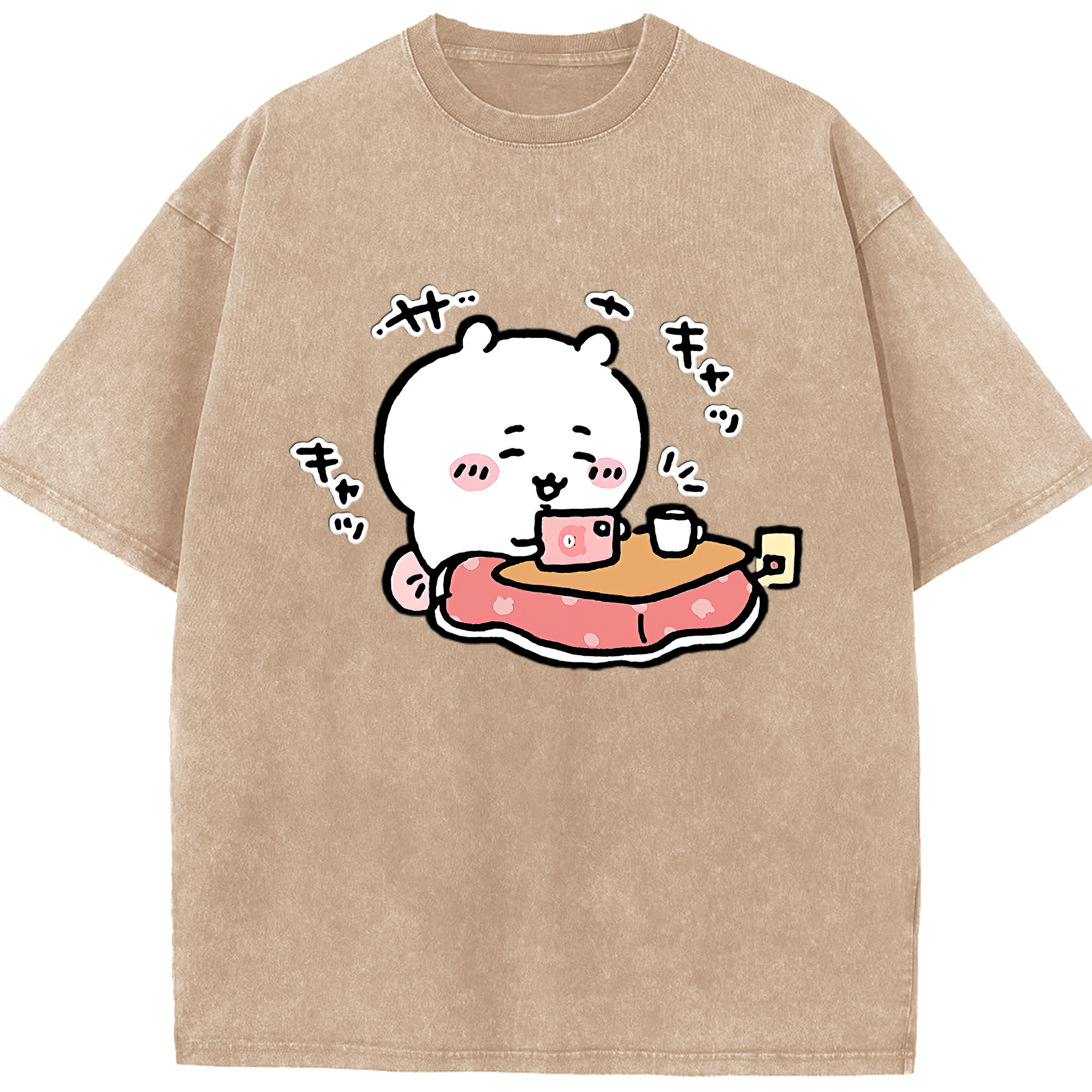 （画像用） ちいかわ ちいかわ Chii-kawa chiikawa 綿100% ヴィンテージ風 半袖Tシャツ（フロントプリント）