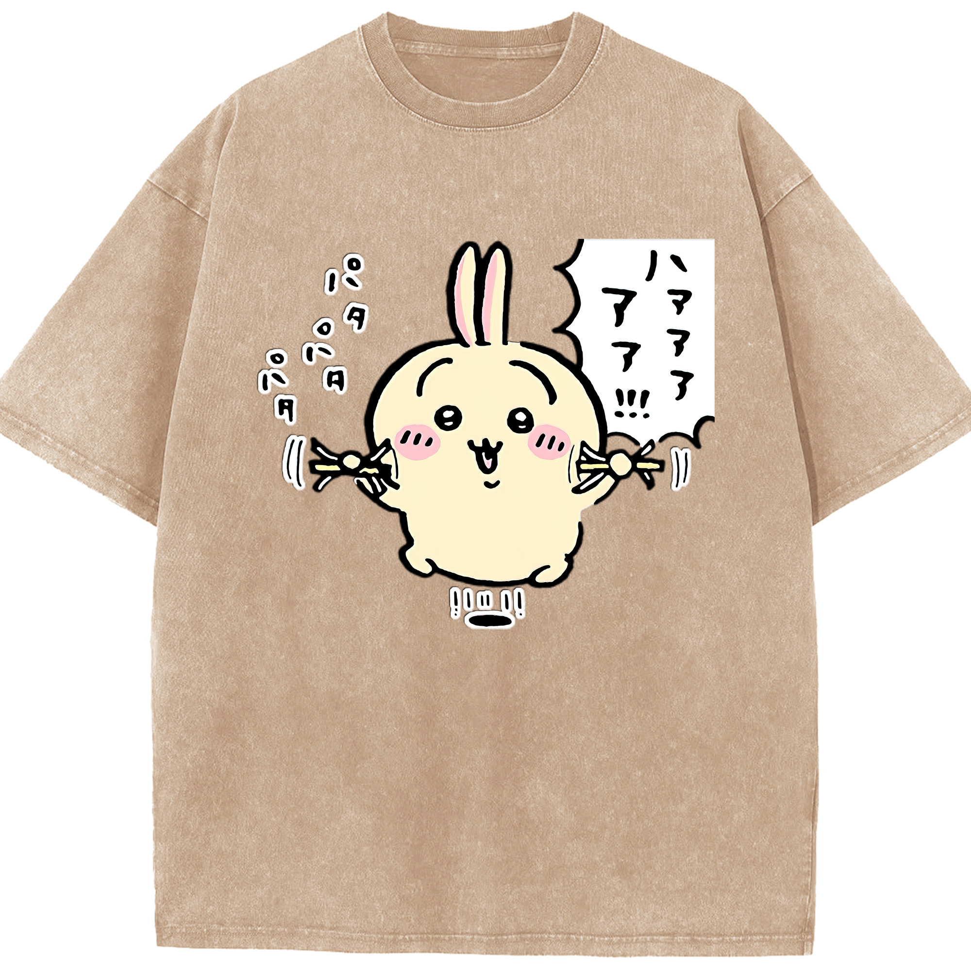 （画像用） ちいかわ うさぎ Chii-kawa usagi 綿100% ヴィンテージ風 半袖Tシャツ（フロントプリント）