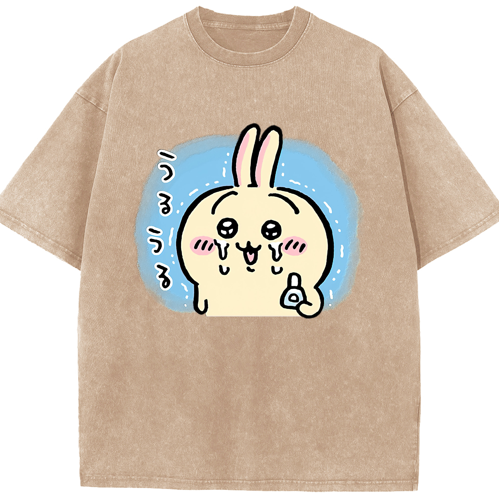 （画像用） ちいかわ うさぎ Chii-kawa usagi 綿100% ヴィンテージ風 半袖Tシャツ（フロントプリント）