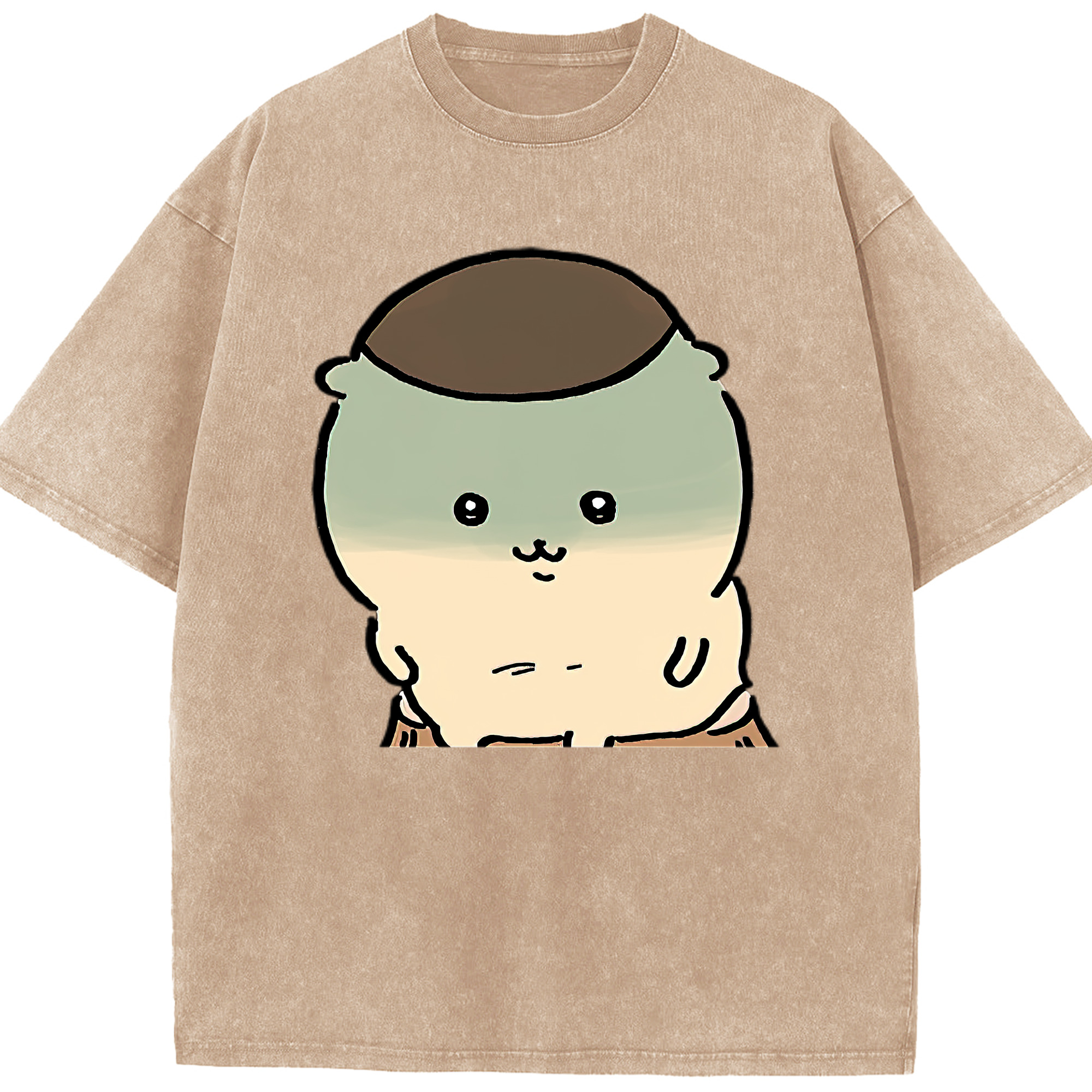 （画像用） ちいかわ くりまんじゅう Chii-kawa kuri manjū 綿100% ヴィンテージ風 半袖Tシャツ（フロントプリント）