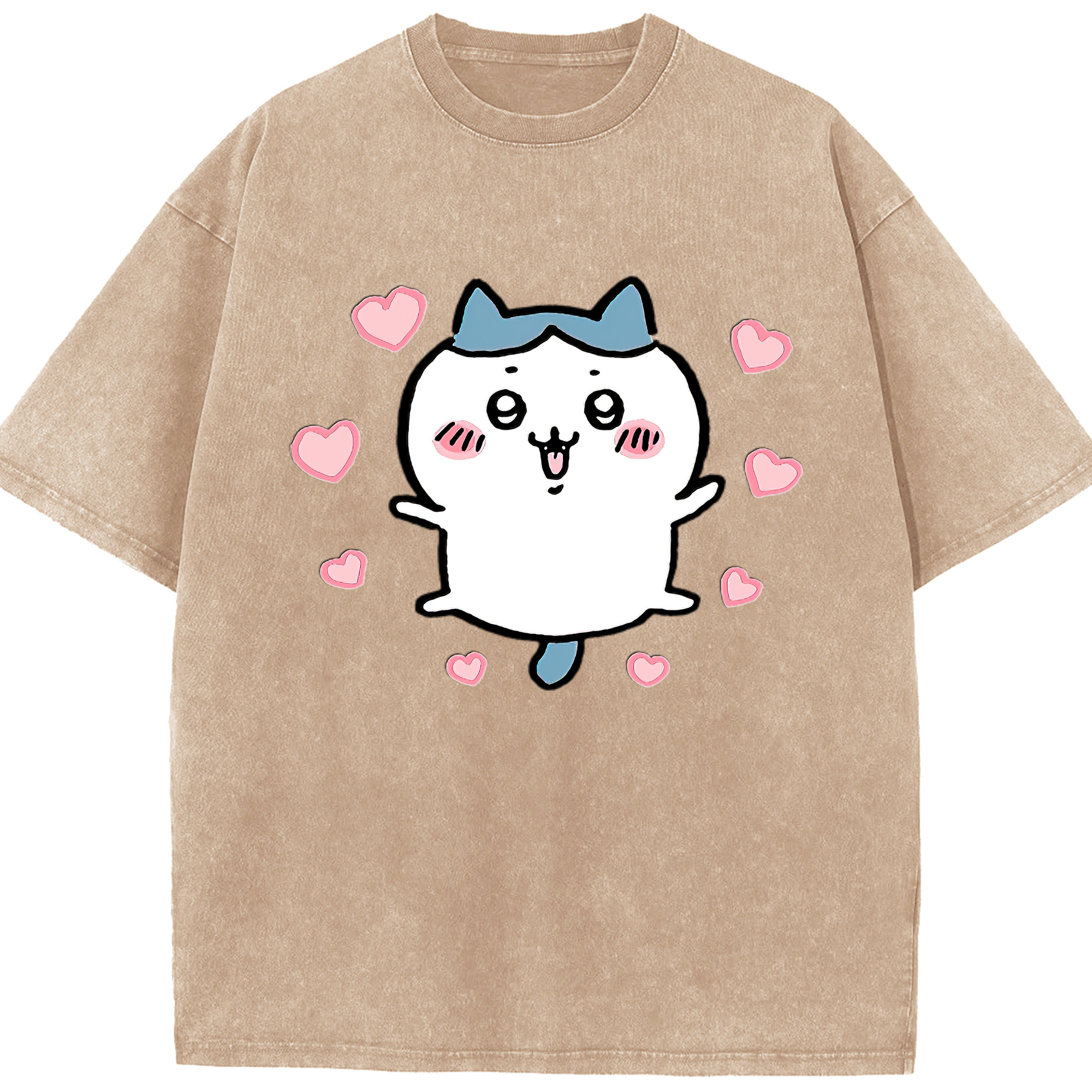 （画像用） ちいかわ ハチワレ Chii-kawa hachiware 綿100% ヴィンテージ風 半袖Tシャツ（フロントプリント）