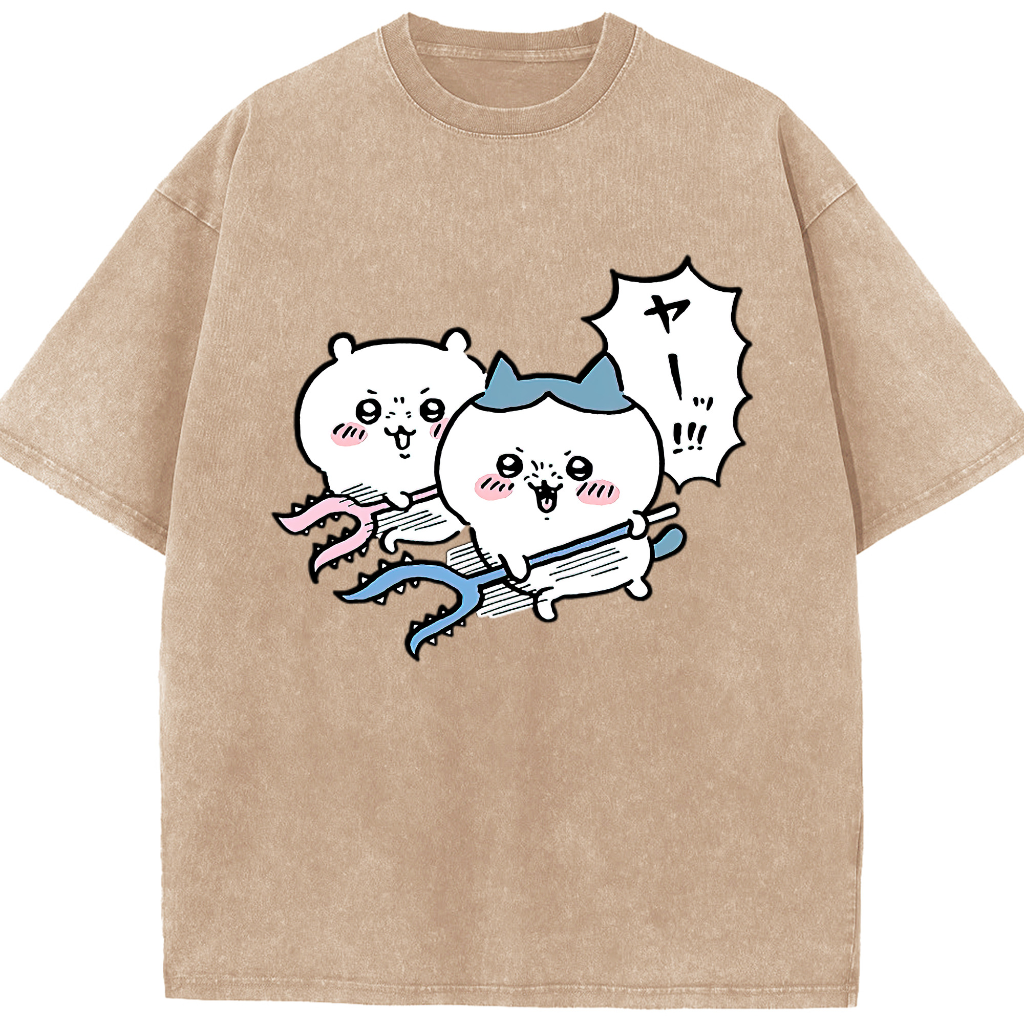 （画像用） ちいかわ ハチワレ Chii-kawa hachiware 綿100% ヴィンテージ風 半袖Tシャツ（フロントプリント）