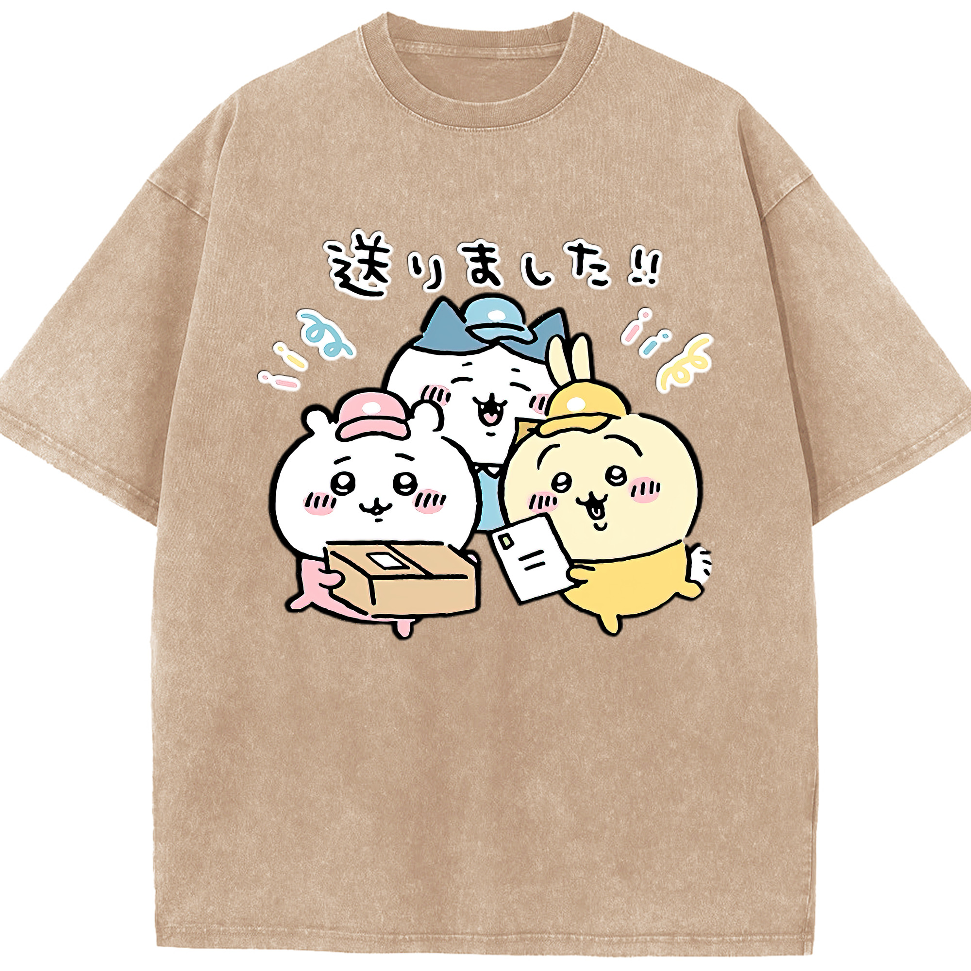 （画像用） ちいかわ ハチワレ Chii-kawa hachiware 綿100% ヴィンテージ風 半袖Tシャツ（フロントプリント）