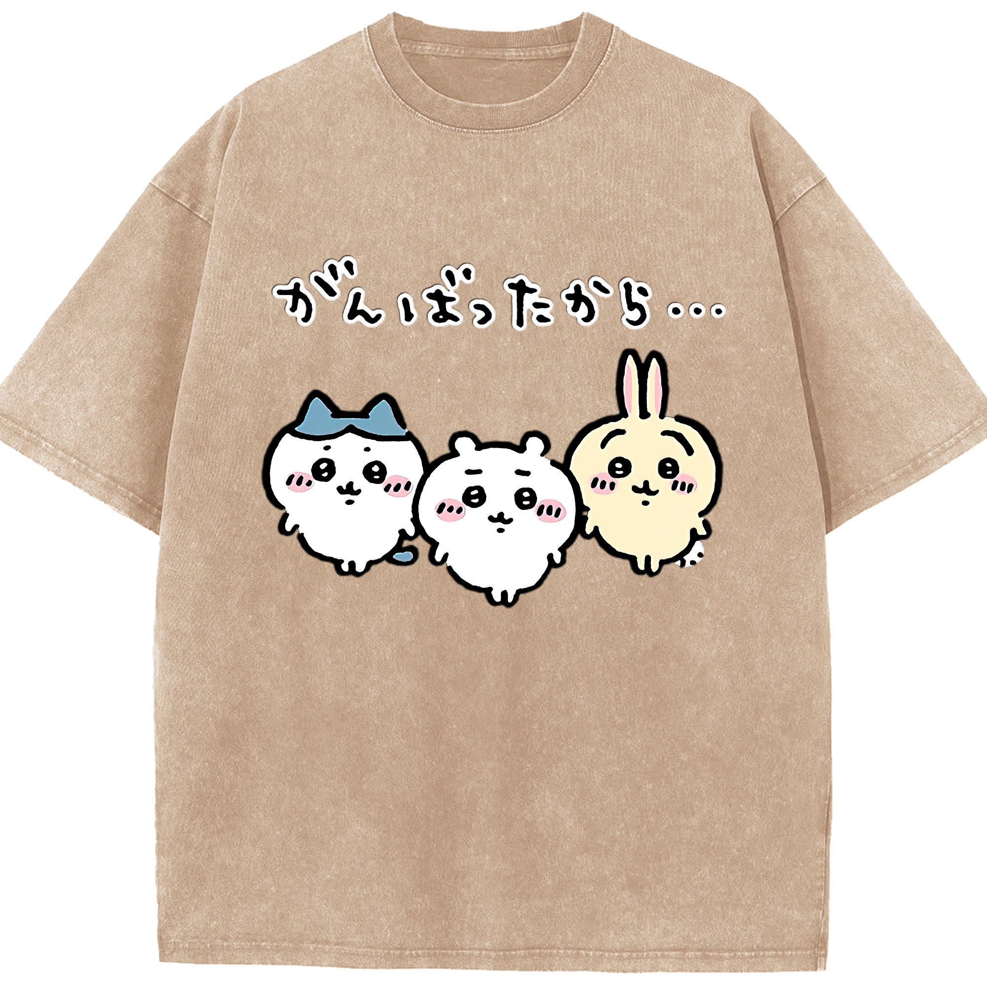 （画像用） ちいかわ ハチワレ Chii-kawa hachiware 綿100% ヴィンテージ風 半袖Tシャツ（フロントプリント）