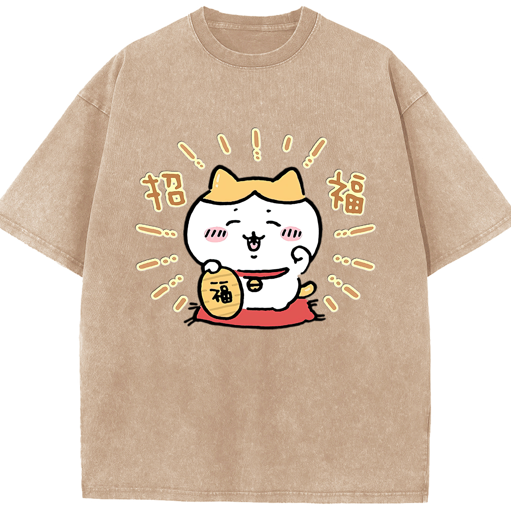 （画像用） ちいかわ ハチワレ Chii-kawa hachiware 綿100% ヴィンテージ風 半袖Tシャツ（フロントプリント）