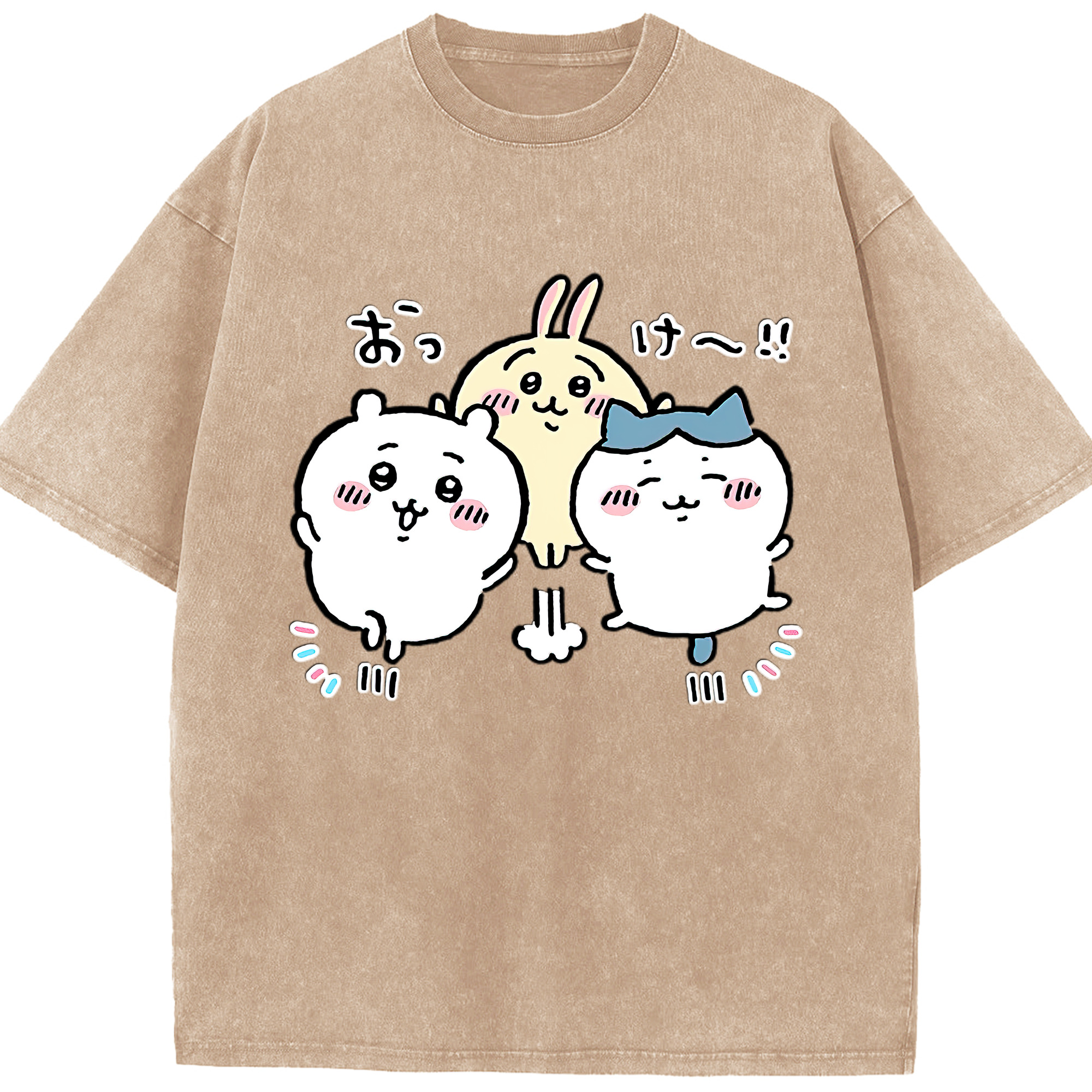 （画像用） ちいかわ ちいかわ Chii-kawa chiikawa 綿100% ヴィンテージ風 半袖Tシャツ（フロントプリント）