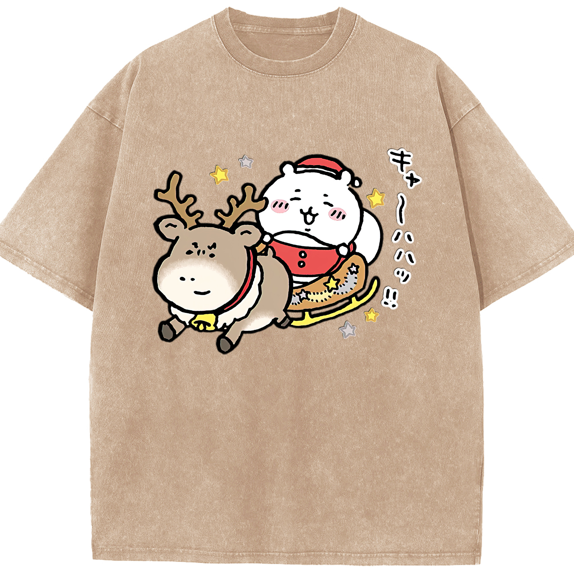 （画像用） ちいかわ ちいかわ Chii-kawa chiikawa 綿100% ヴィンテージ風 半袖Tシャツ（フロントプリント）