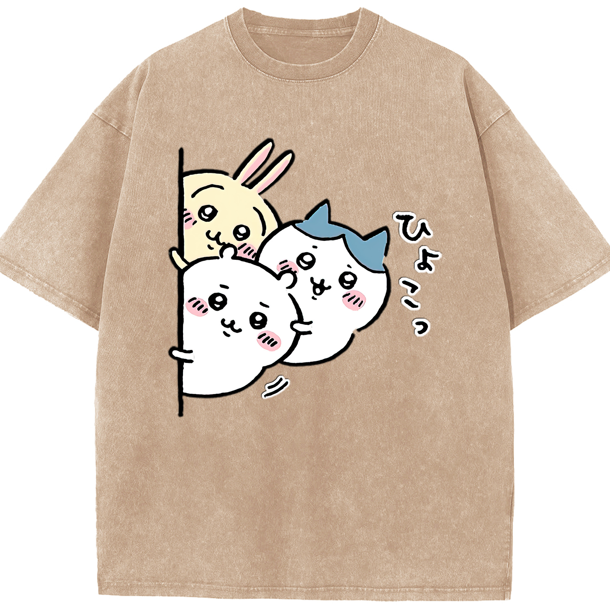（画像用） ちいかわ うさぎ Chii-kawa usagi 綿100% ヴィンテージ風 半袖Tシャツ（フロントプリント）