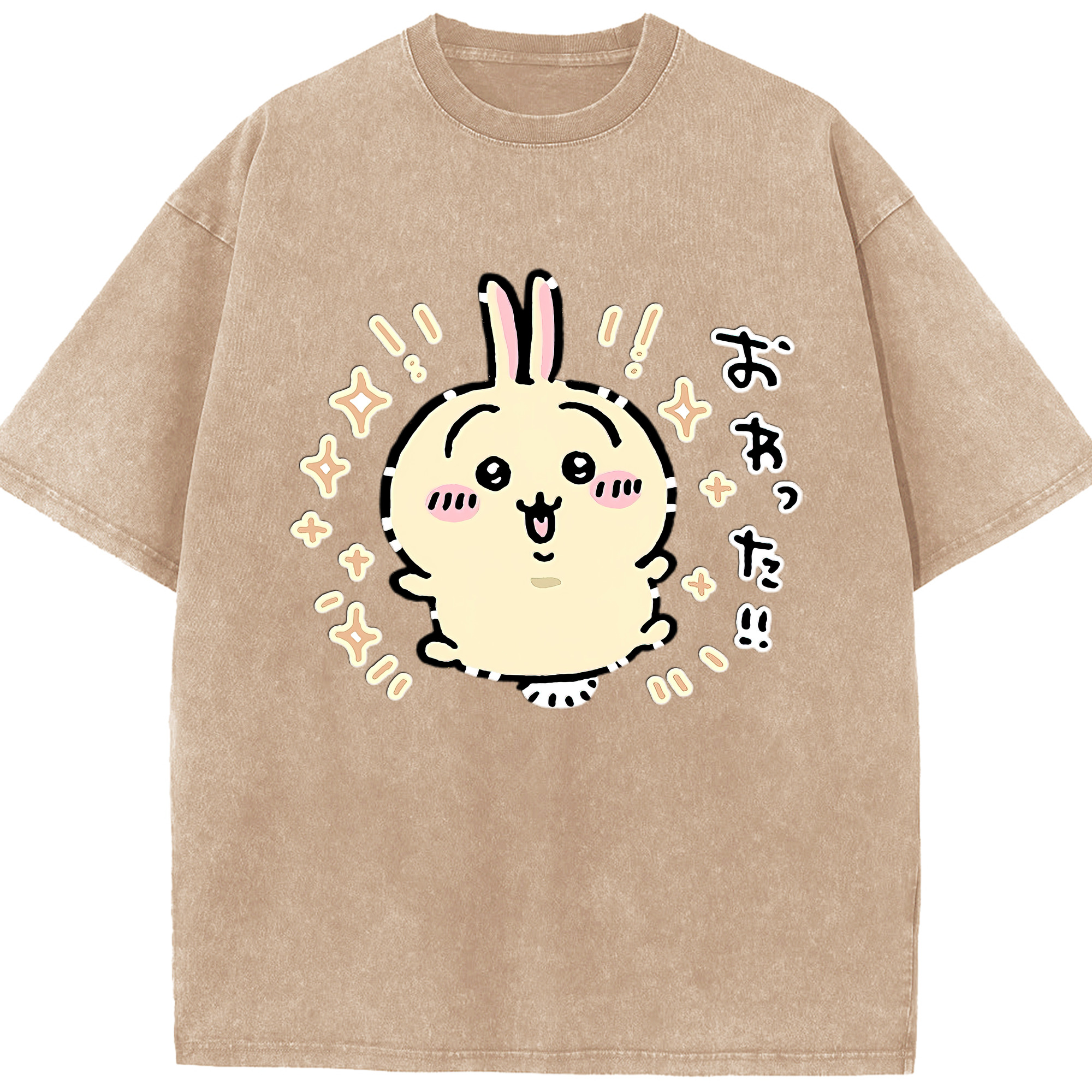 （画像用） ちいかわ うさぎ Chii-kawa usagi 綿100% ヴィンテージ風 半袖Tシャツ（フロントプリント）