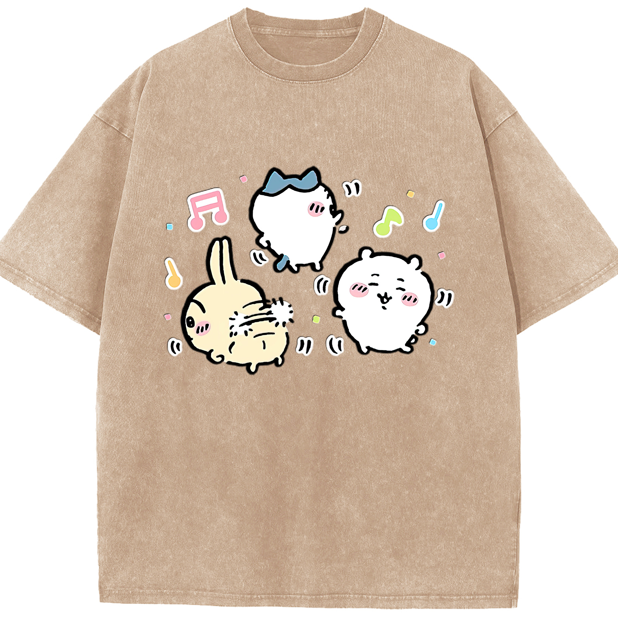 （画像用） ちいかわ うさぎ Chii-kawa usagi 綿100% ヴィンテージ風 半袖Tシャツ（フロントプリント）