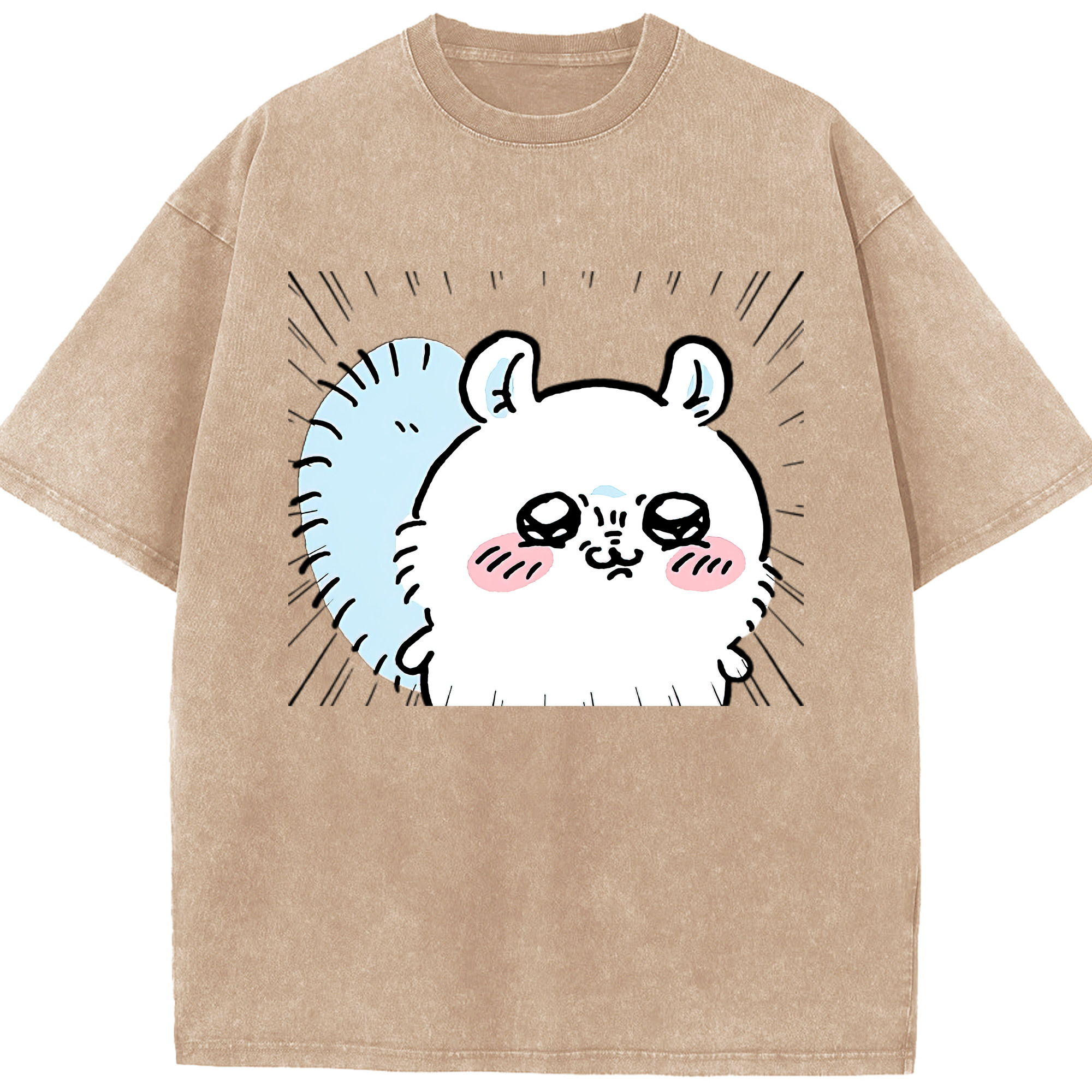 （画像用） ちいかわ モモンガ Chii-kawa Momonga 綿100% ヴィンテージ風 半袖Tシャツ（フロントプリント）