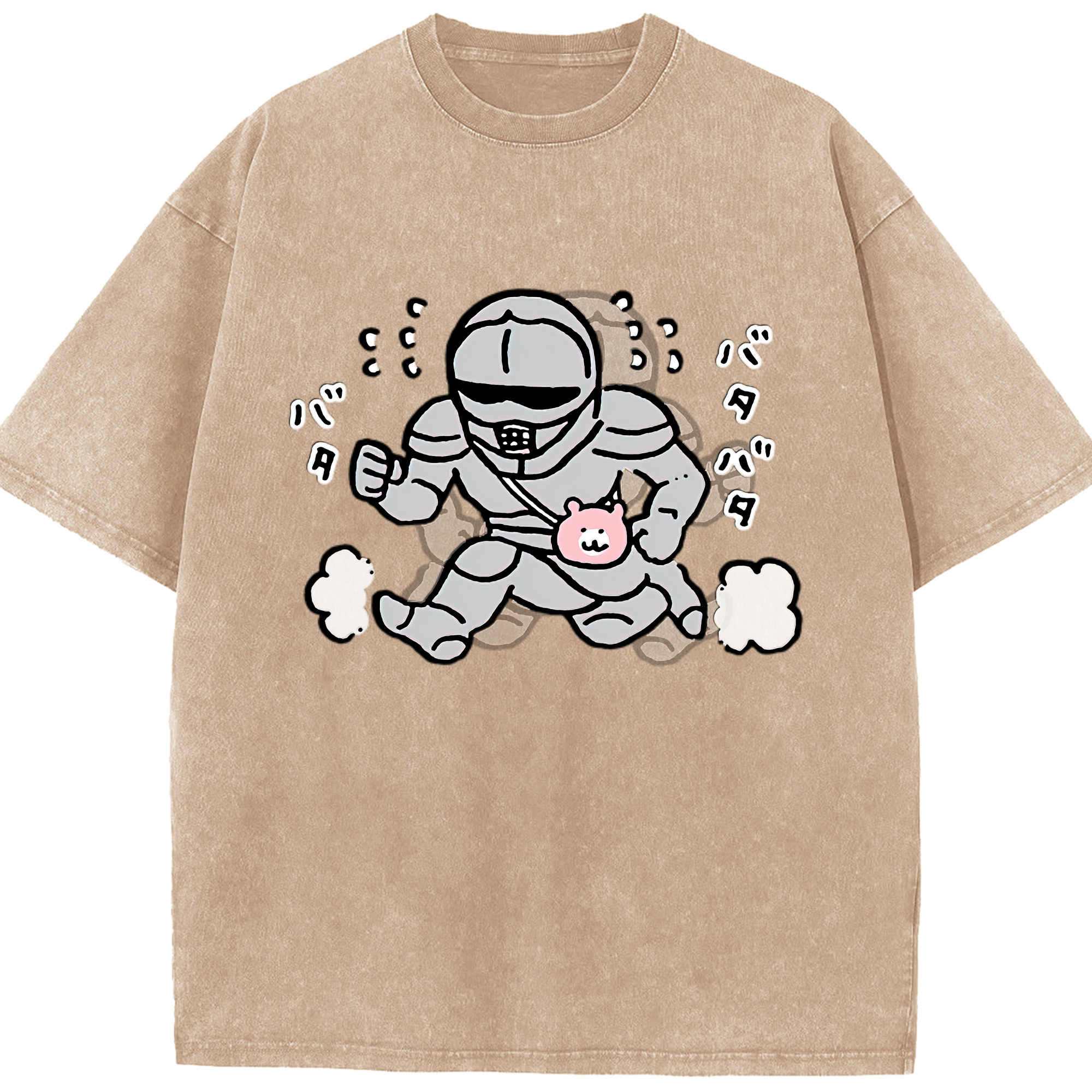 （画像用） ちいかわ 労働の鎧さん Chii-kawa Mr. Armor of Labor 綿100% ヴィンテージ風 半袖Tシャツ（フロントプリント）