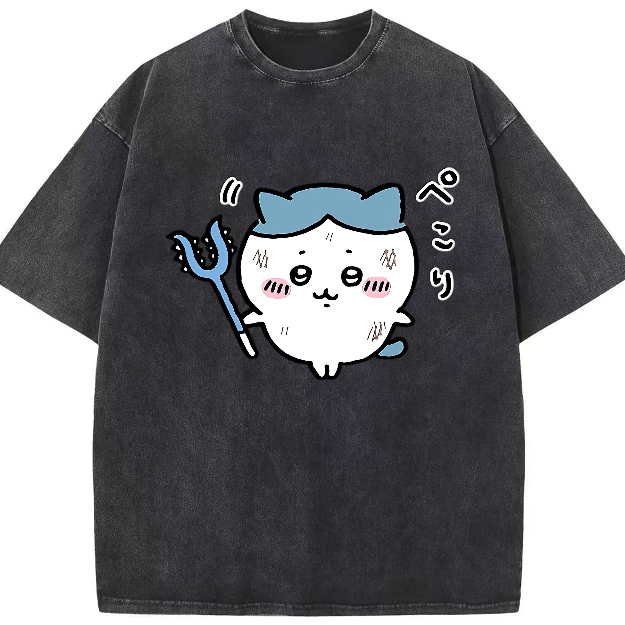 （画像用） ちいかわ ハチワレ Chii-kawa hachiware 綿100% ヴィンテージ風 半袖Tシャツ（フロントプリント）