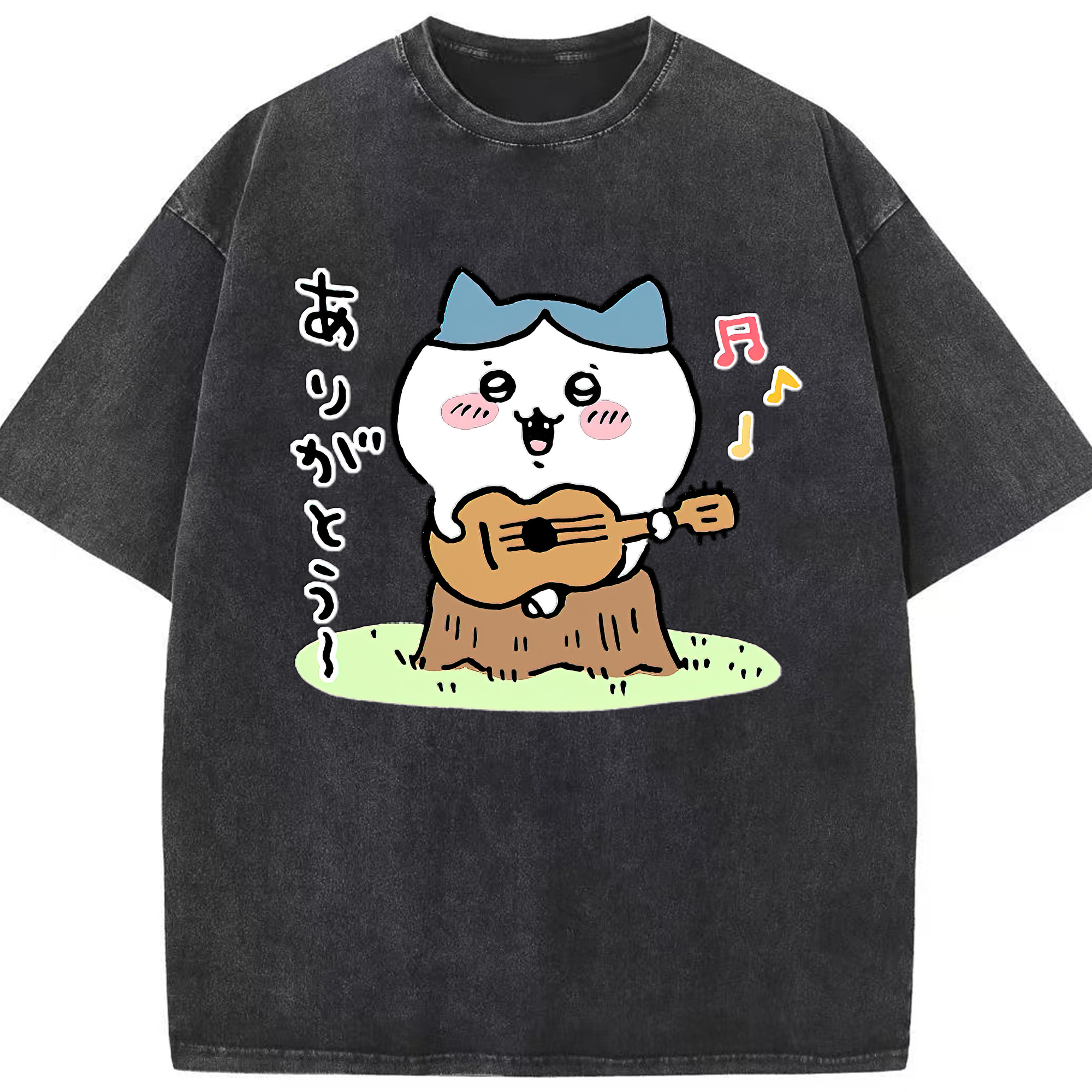（画像用） ちいかわ ハチワレ Chii-kawa hachiware 綿100% ヴィンテージ風 半袖Tシャツ（フロントプリント）