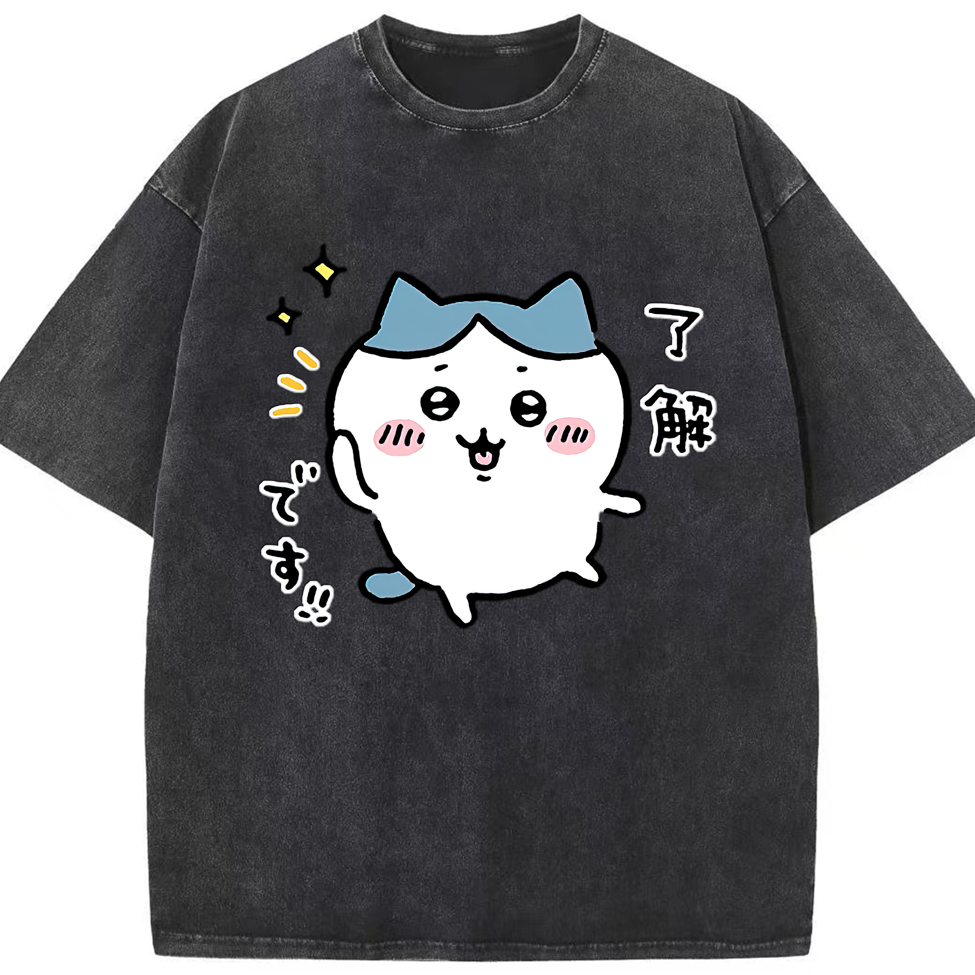 （画像用） ちいかわ ハチワレ Chii-kawa hachiware 綿100% ヴィンテージ風 半袖Tシャツ（フロントプリント）