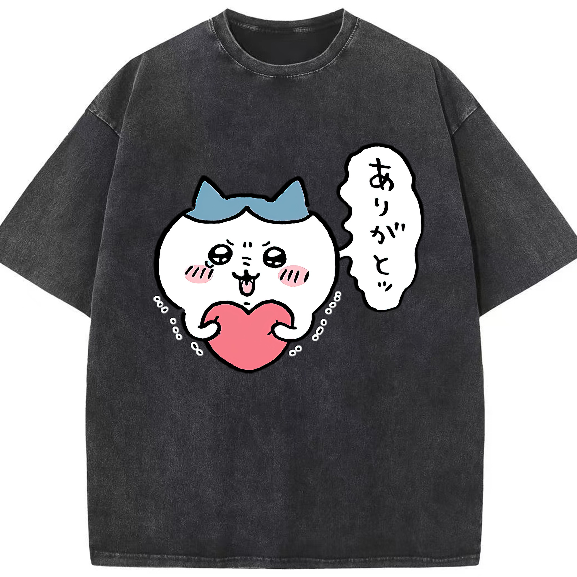 （画像用） ちいかわ ハチワレ Chii-kawa hachiware 綿100% ヴィンテージ風 半袖Tシャツ（フロントプリント）
