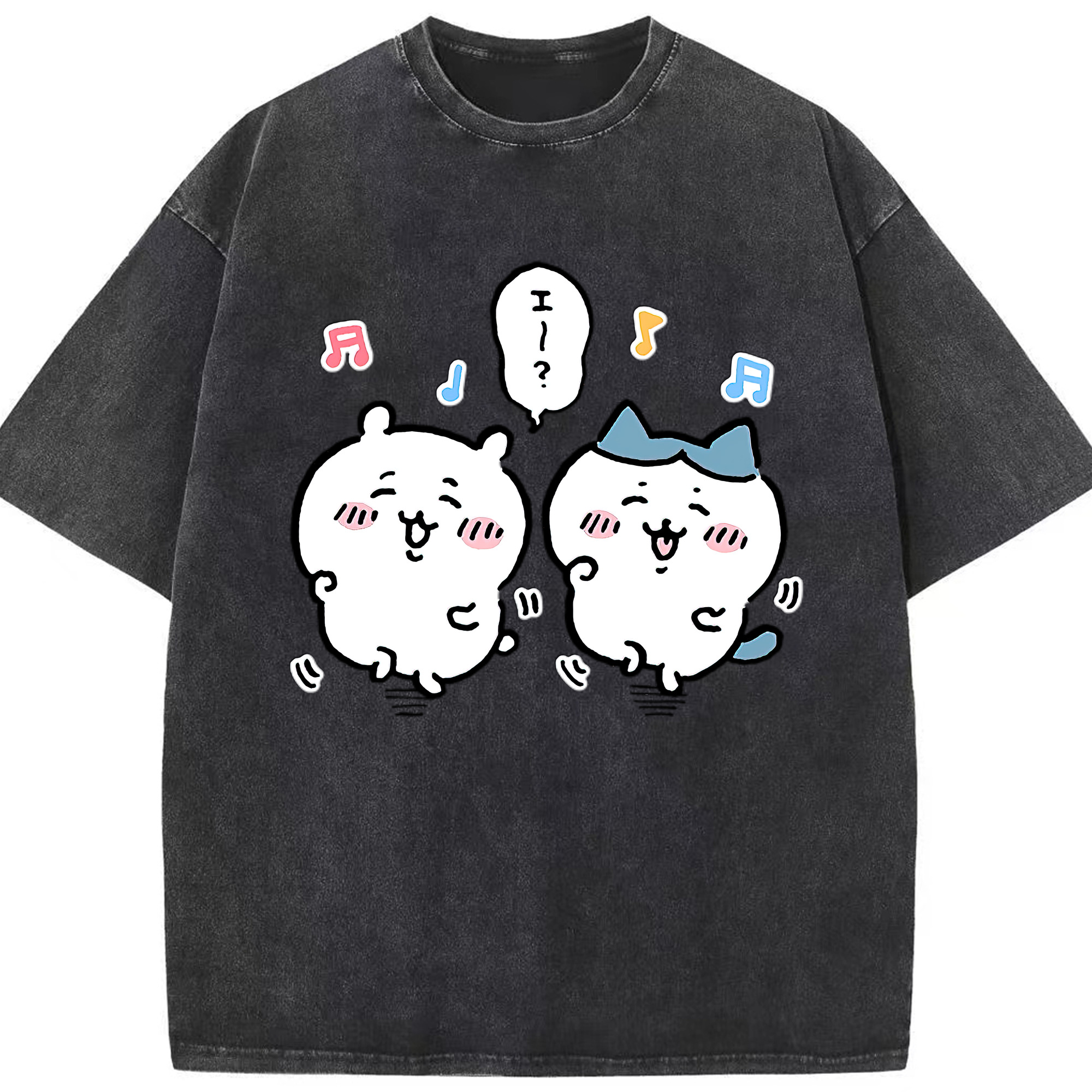 （画像用） ちいかわ ハチワレ Chii-kawa hachiware 綿100% ヴィンテージ風 半袖Tシャツ（フロントプリント）