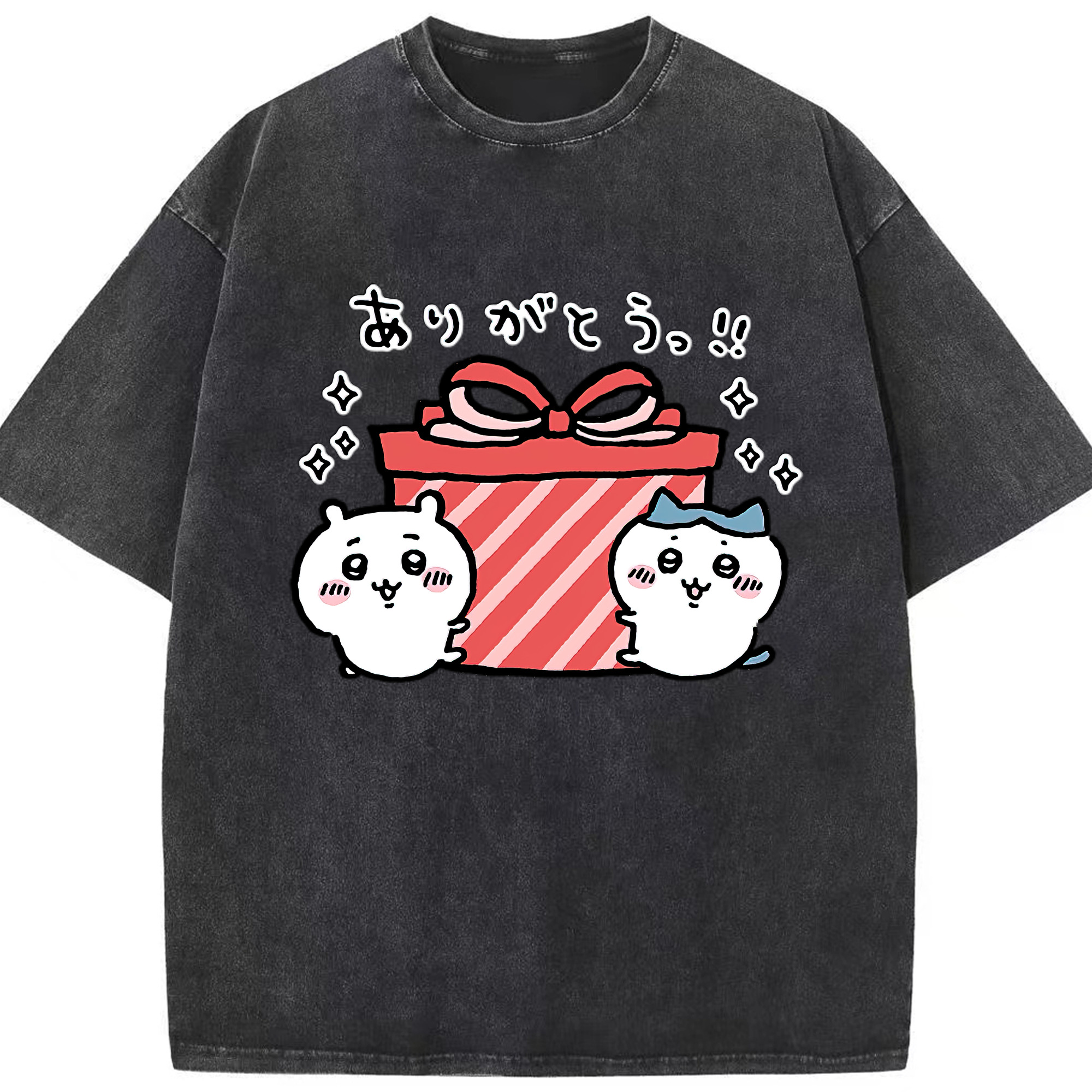 （画像用） ちいかわ ハチワレ Chii-kawa hachiware 綿100% ヴィンテージ風 半袖Tシャツ（フロントプリント）
