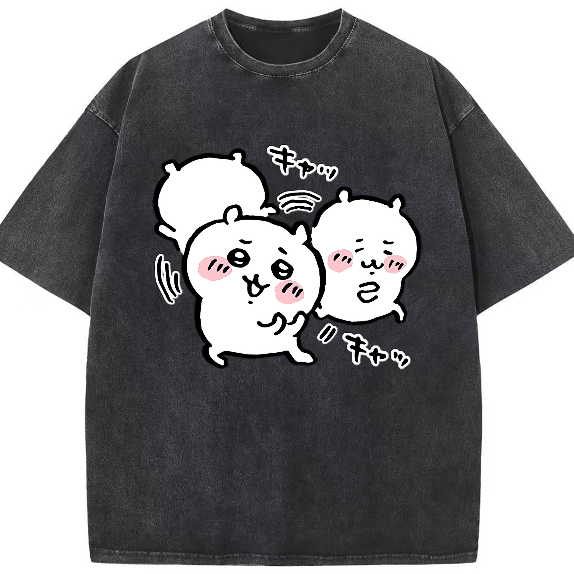 （画像用） ちいかわ ちいかわ Chii-kawa chiikawa 綿100% ヴィンテージ風 半袖Tシャツ（フロントプリント）