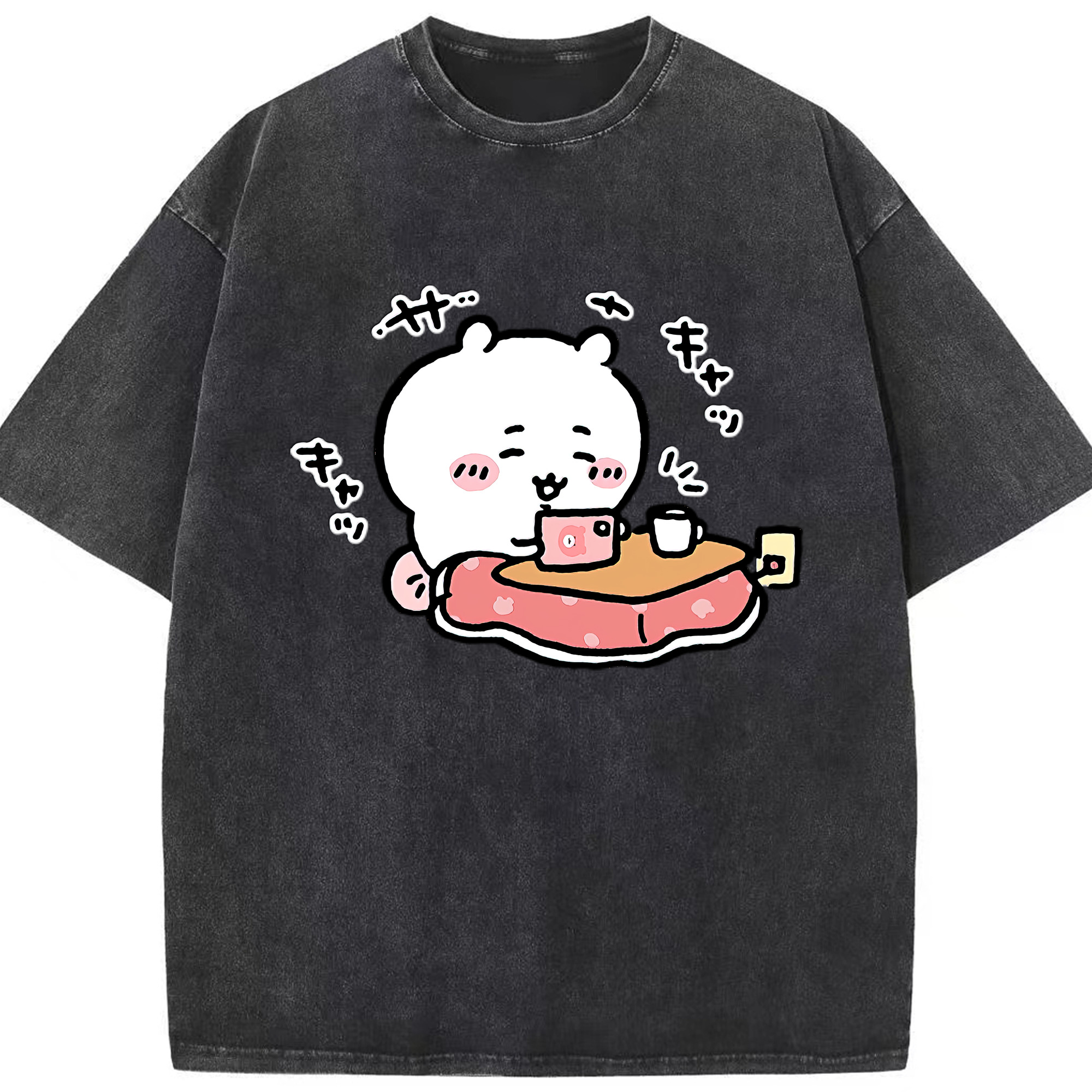 （画像用） ちいかわ ちいかわ Chii-kawa chiikawa 綿100% ヴィンテージ風 半袖Tシャツ（フロントプリント）