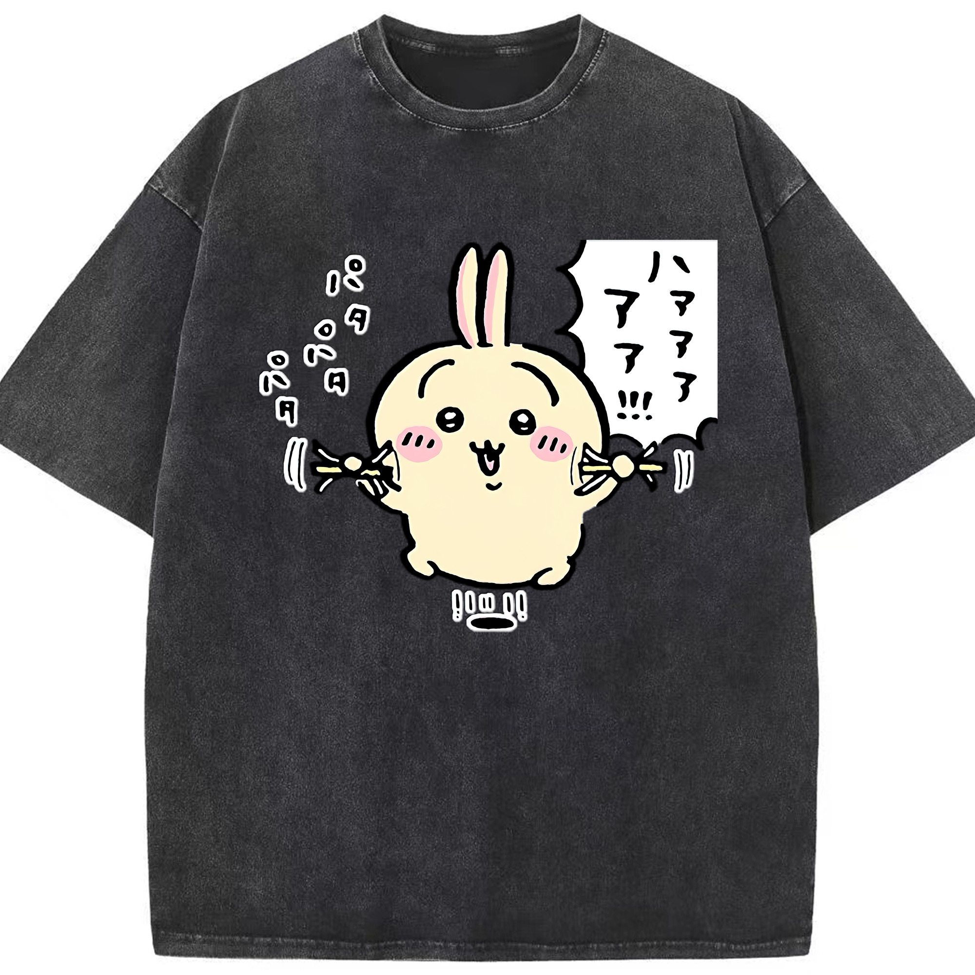 （画像用） ちいかわ うさぎ Chii-kawa usagi 綿100% ヴィンテージ風 半袖Tシャツ（フロントプリント）