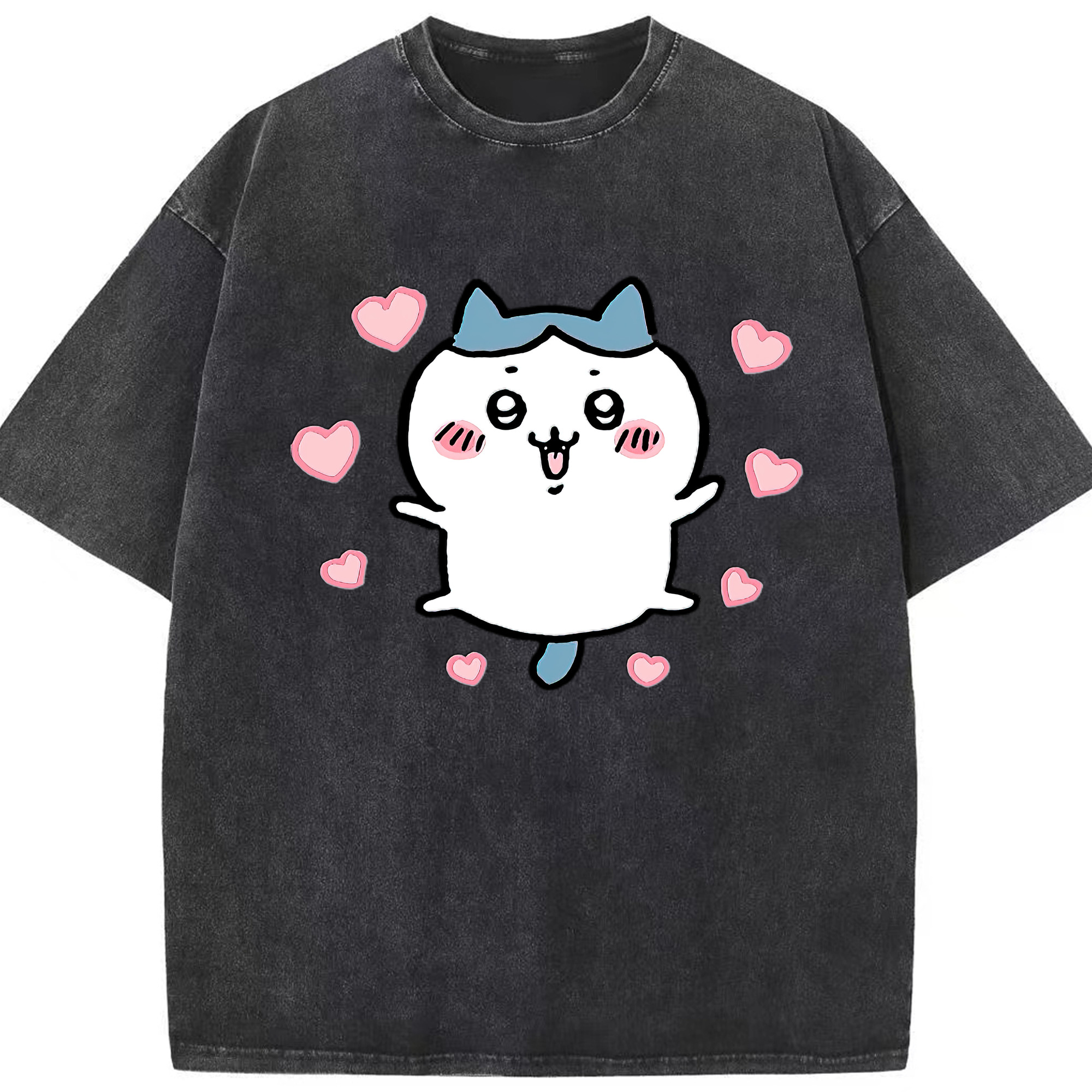 （画像用） ちいかわ ハチワレ Chii-kawa hachiware 綿100% ヴィンテージ風 半袖Tシャツ（フロントプリント）