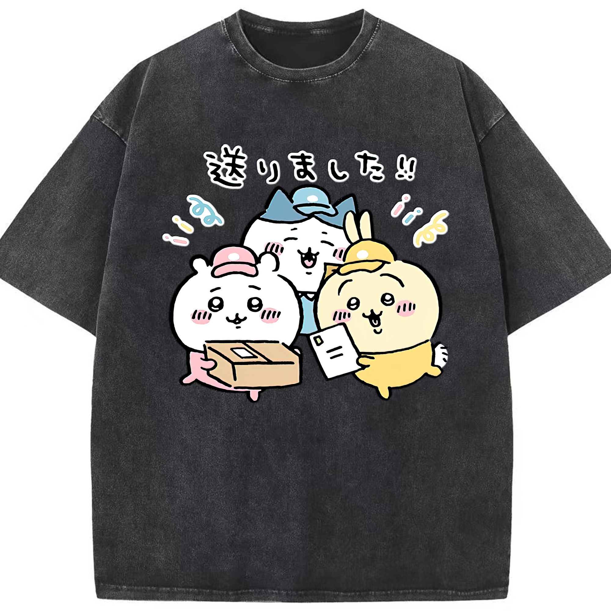 （画像用） ちいかわ ハチワレ Chii-kawa hachiware 綿100% ヴィンテージ風 半袖Tシャツ（フロントプリント）