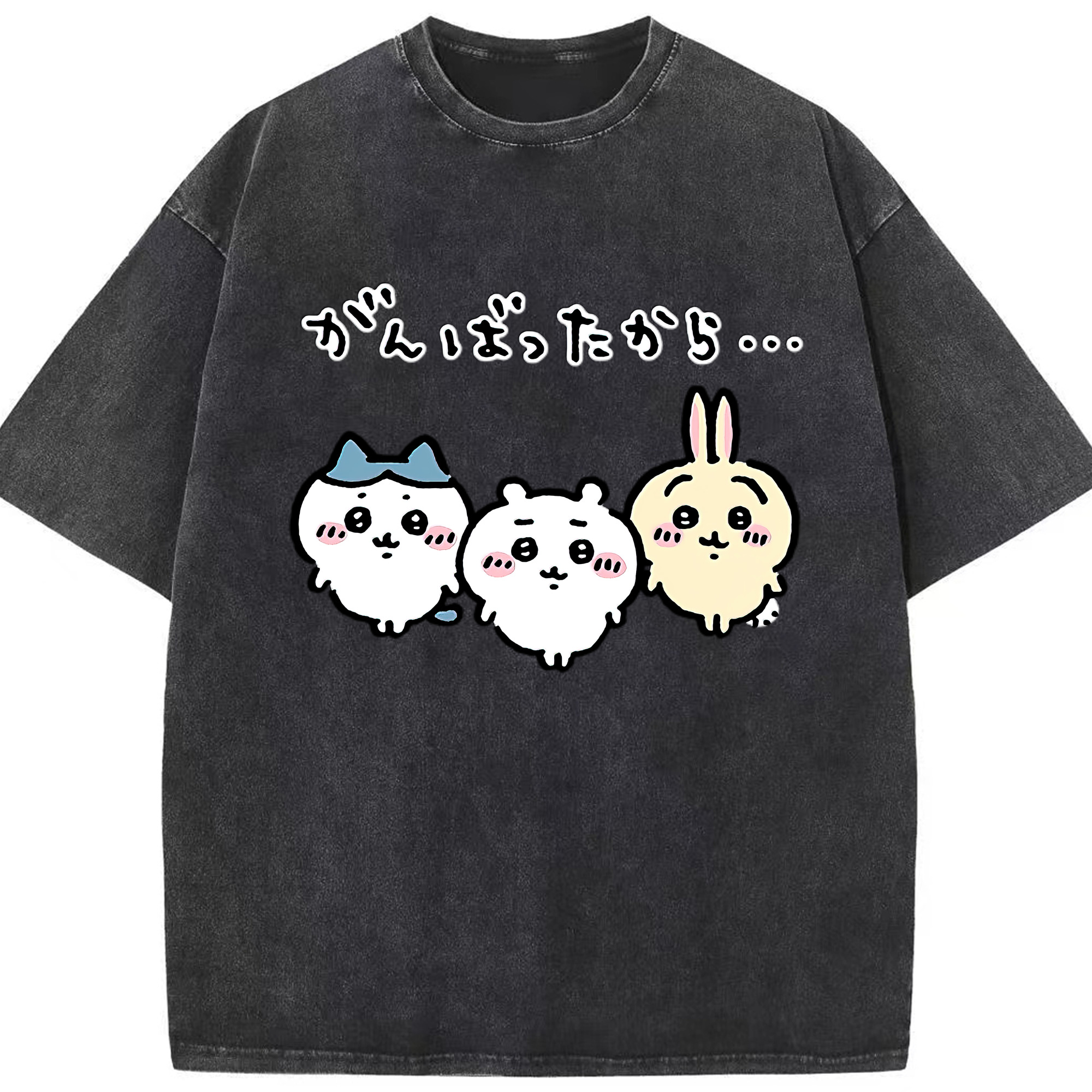 （画像用） ちいかわ ハチワレ Chii-kawa hachiware 綿100% ヴィンテージ風 半袖Tシャツ（フロントプリント）