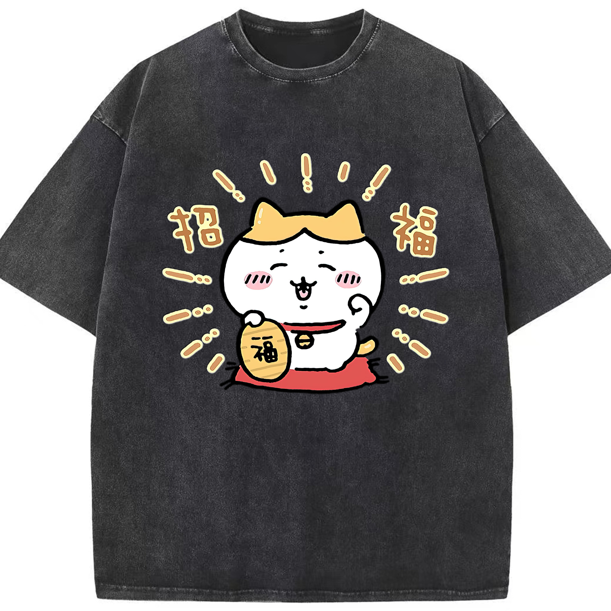 （画像用） ちいかわ ハチワレ Chii-kawa hachiware 綿100% ヴィンテージ風 半袖Tシャツ（フロントプリント）