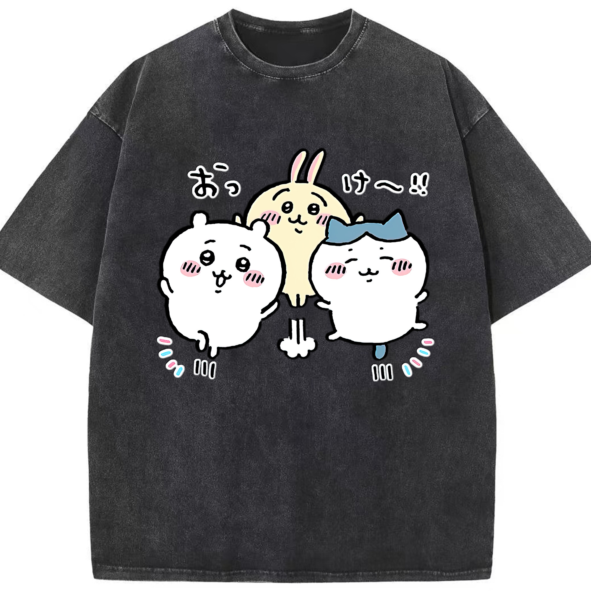 （画像用） ちいかわ ちいかわ Chii-kawa chiikawa 綿100% ヴィンテージ風 半袖Tシャツ（フロントプリント）