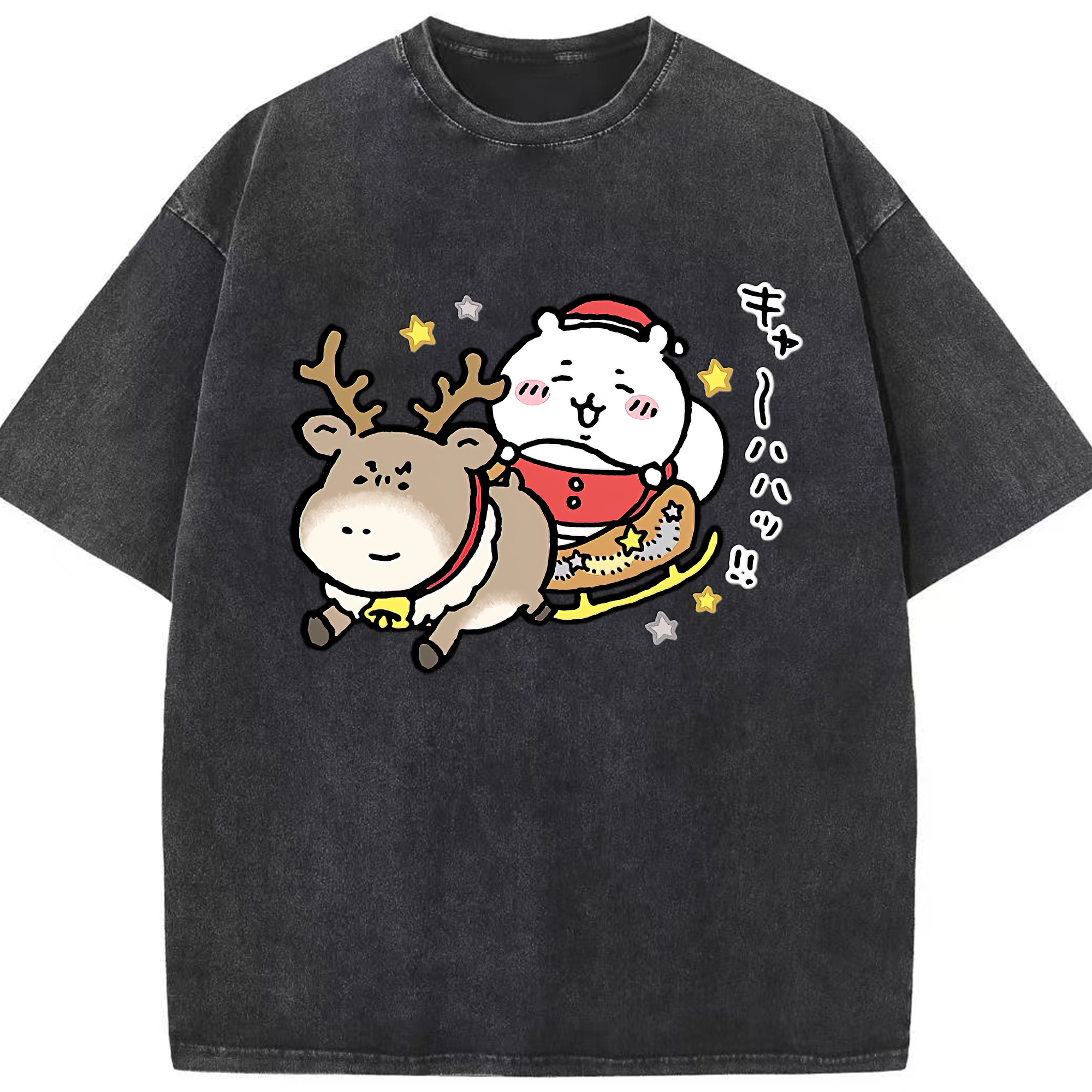（画像用） ちいかわ ちいかわ Chii-kawa chiikawa 綿100% ヴィンテージ風 半袖Tシャツ（フロントプリント）