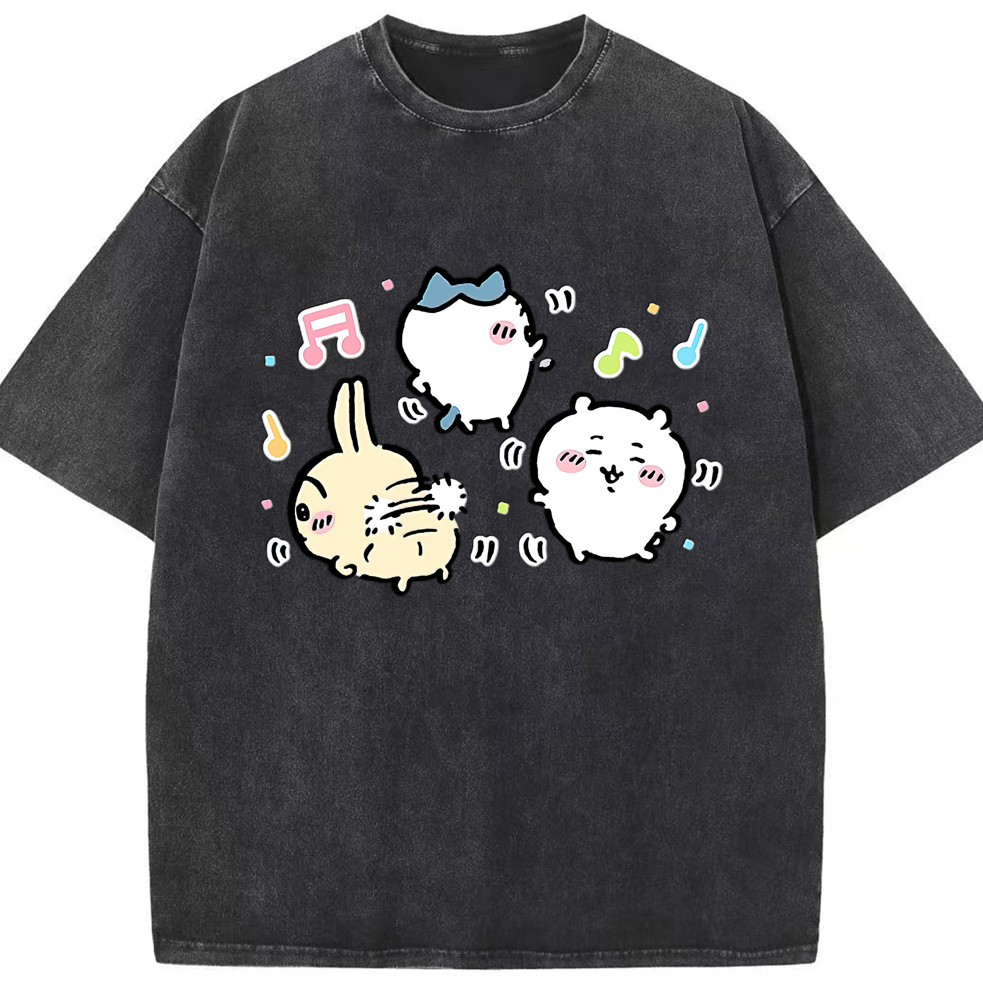 （画像用） ちいかわ うさぎ Chii-kawa usagi 綿100% ヴィンテージ風 半袖Tシャツ（フロントプリント）