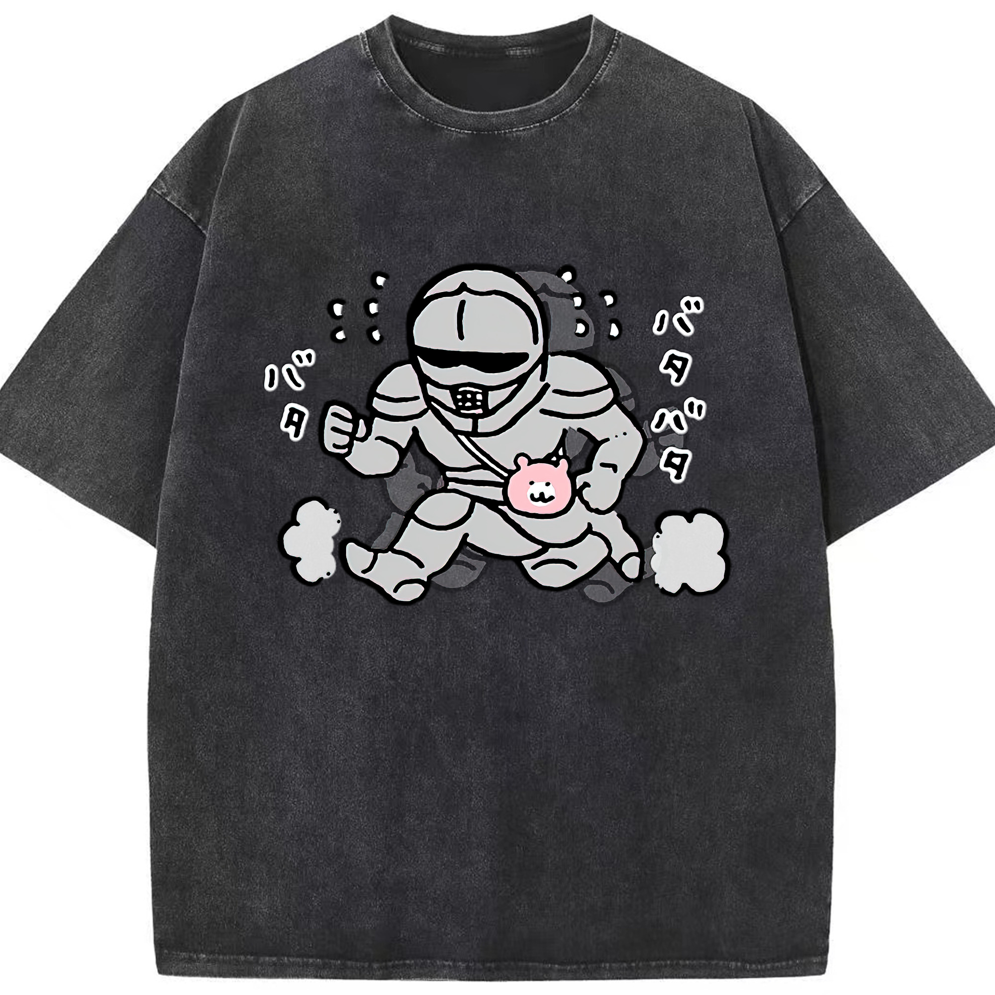 （画像用） ちいかわ 労働の鎧さん Chii-kawa Mr. Armor of Labor 綿100% ヴィンテージ風 半袖Tシャツ（フロントプリント）
