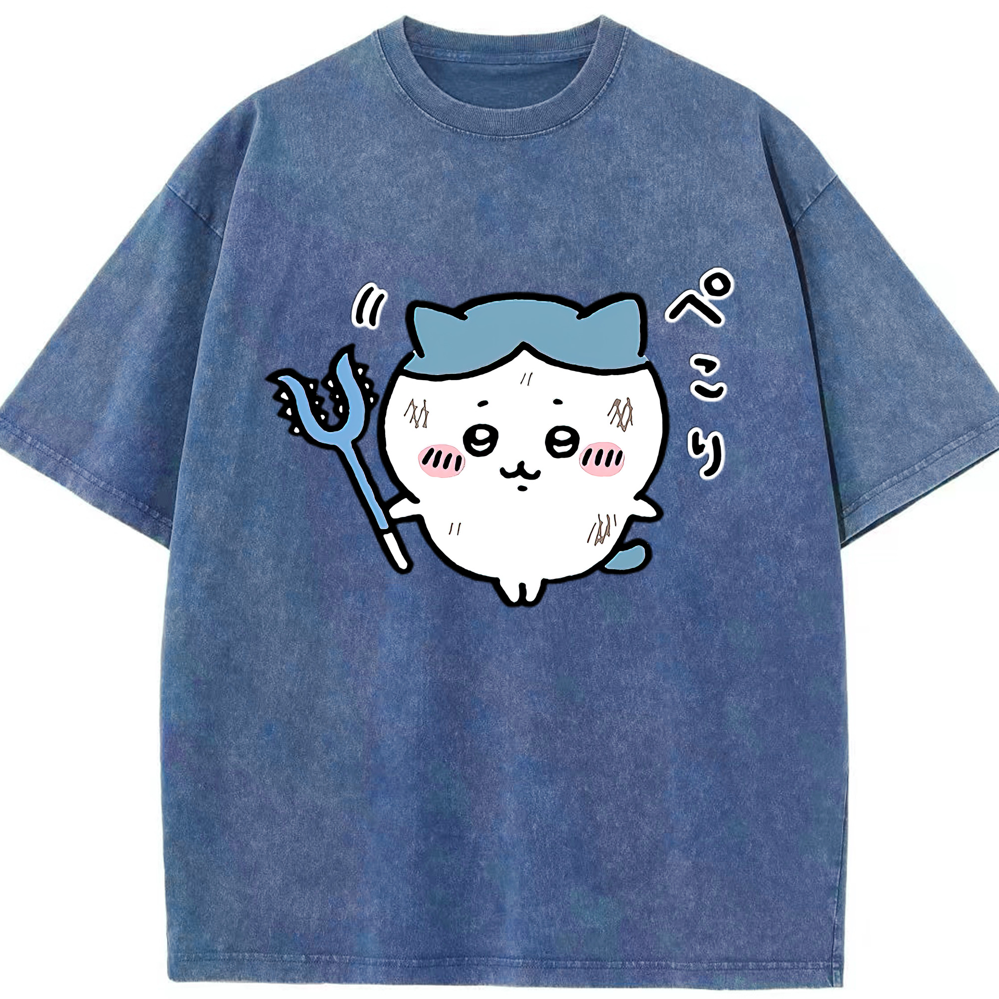 （画像用） ちいかわ ハチワレ Chii-kawa hachiware 綿100% ヴィンテージ風 半袖Tシャツ（フロントプリント）
