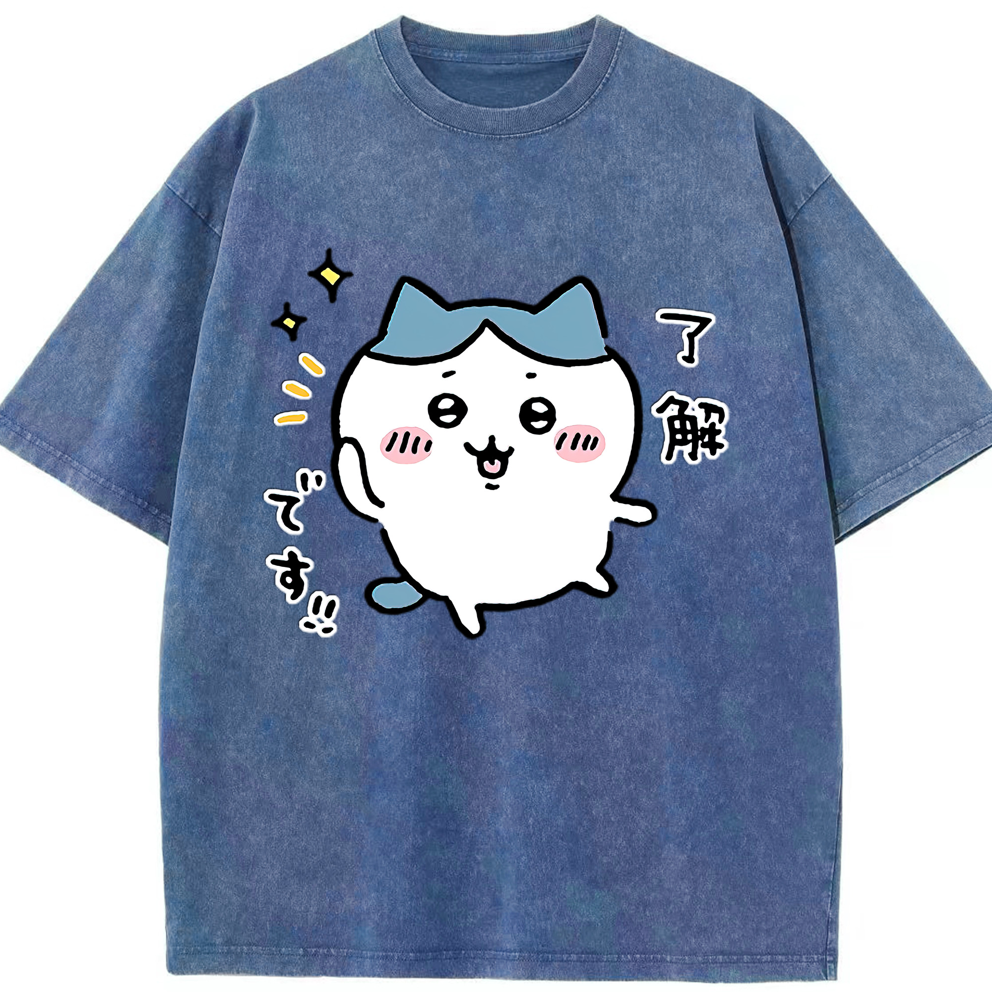 （画像用） ちいかわ ハチワレ Chii-kawa hachiware 綿100% ヴィンテージ風 半袖Tシャツ（フロントプリント）