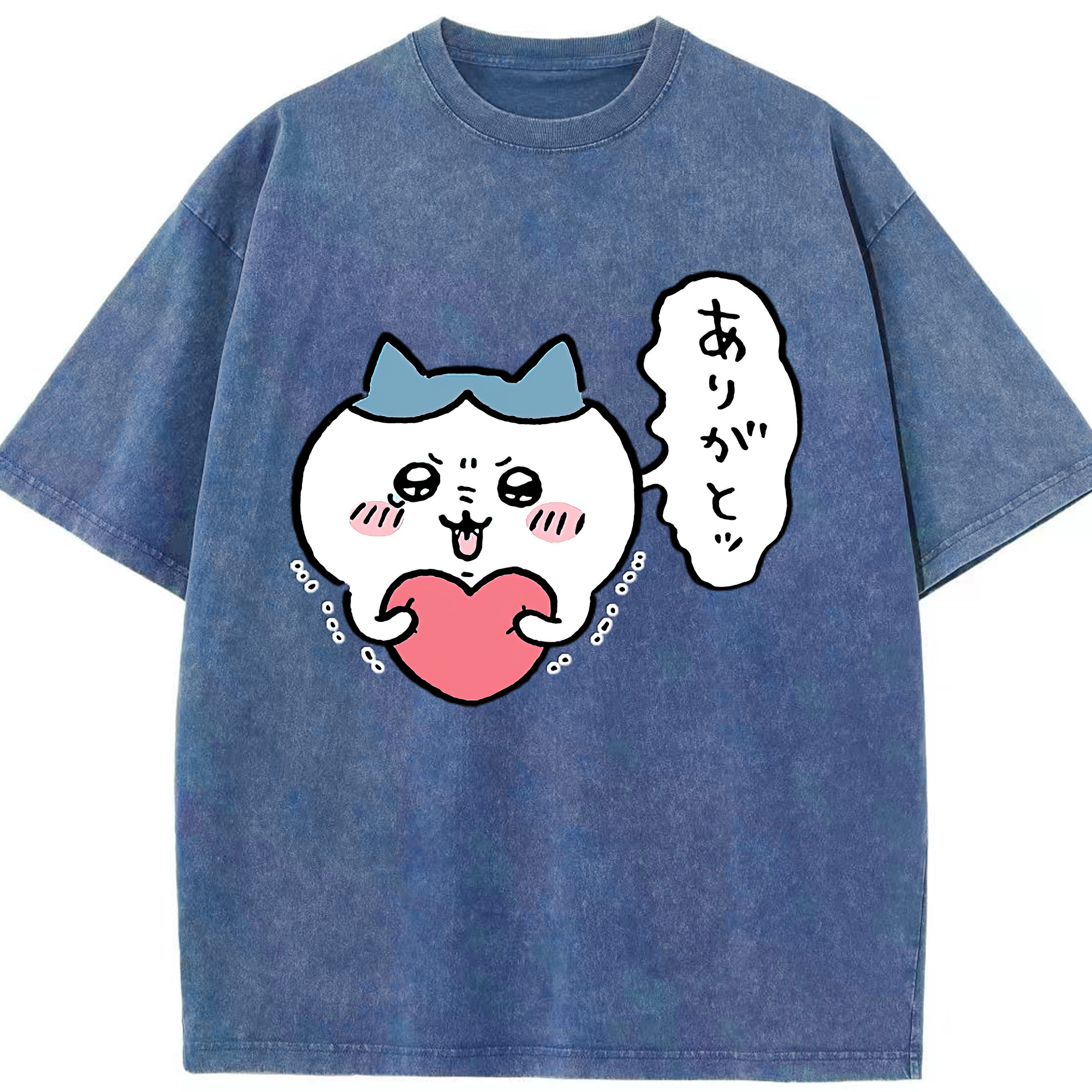 （画像用） ちいかわ ハチワレ Chii-kawa hachiware 綿100% ヴィンテージ風 半袖Tシャツ（フロントプリント）