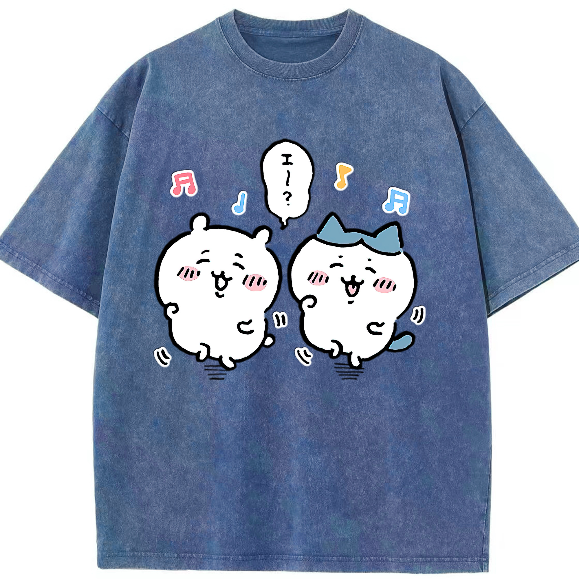 （画像用） ちいかわ ハチワレ Chii-kawa hachiware 綿100% ヴィンテージ風 半袖Tシャツ（フロントプリント）