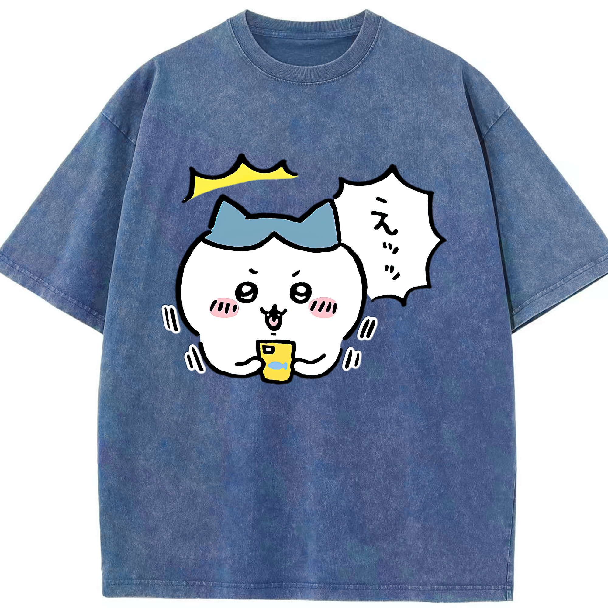 （画像用） ちいかわ ハチワレ Chii-kawa hachiware 綿100% ヴィンテージ風 半袖Tシャツ（フロントプリント）