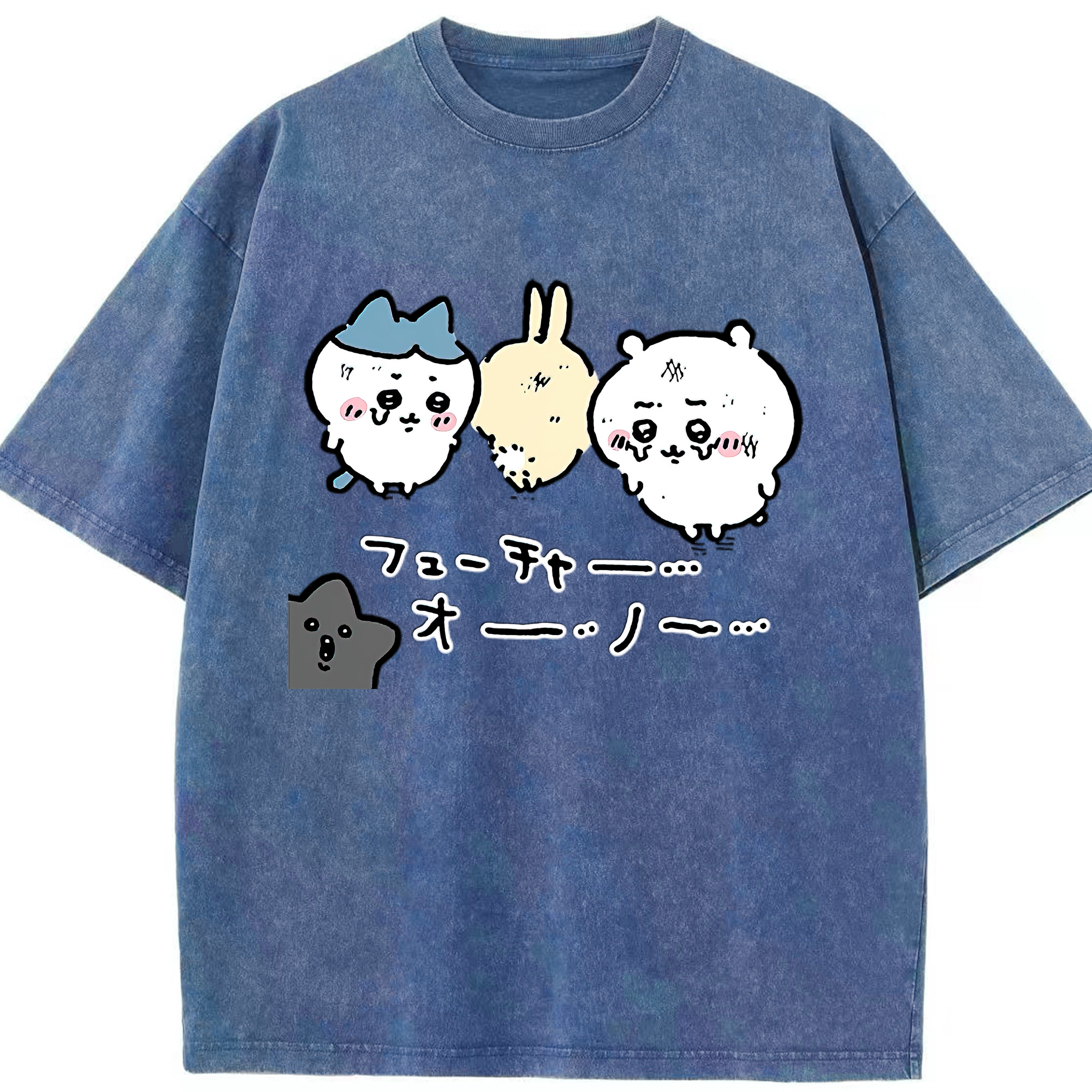（画像用） ちいかわ ハチワレ Chii-kawa hachiware 綿100% ヴィンテージ風 半袖Tシャツ（フロントプリント）