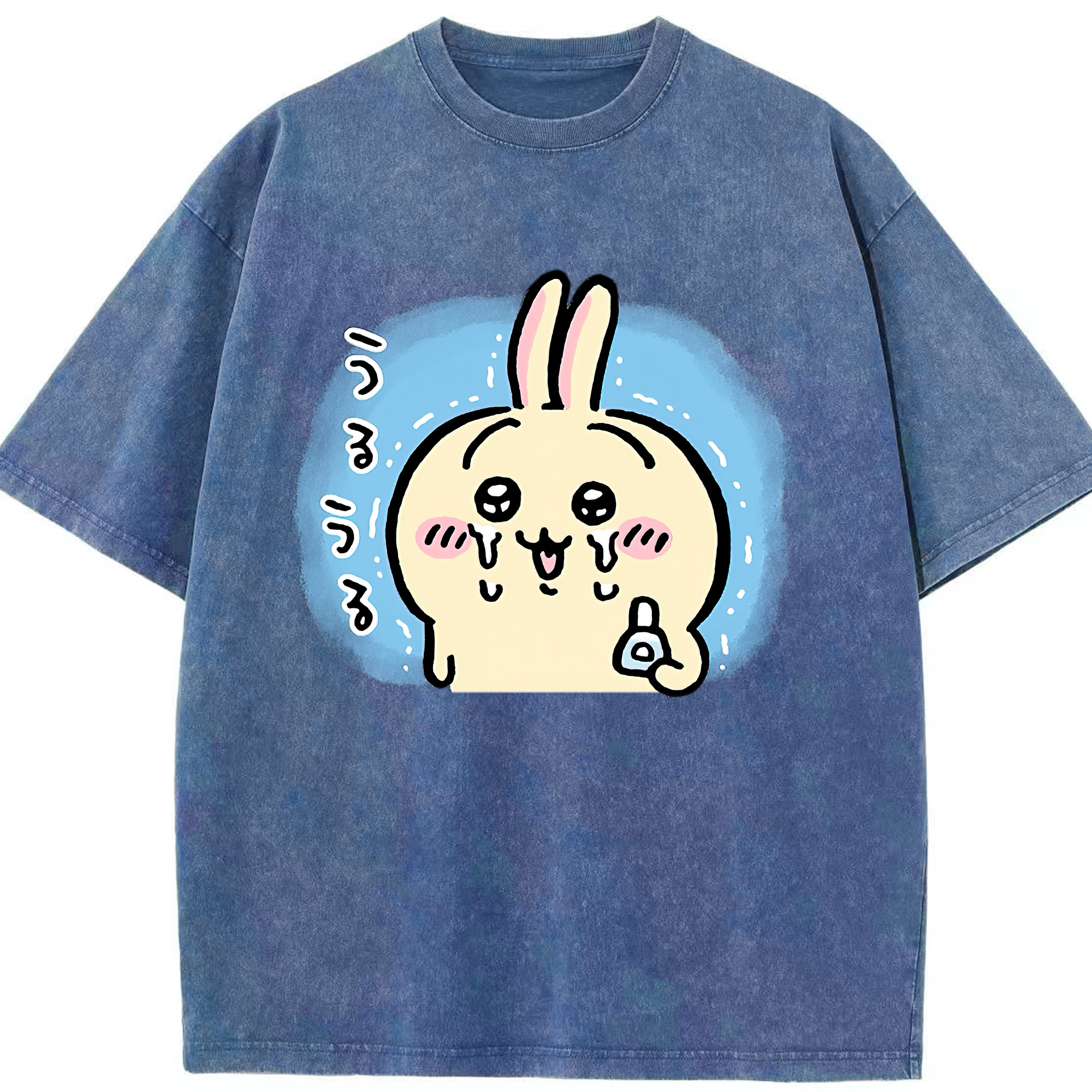 （画像用） ちいかわ うさぎ Chii-kawa usagi 綿100% ヴィンテージ風 半袖Tシャツ（フロントプリント）
