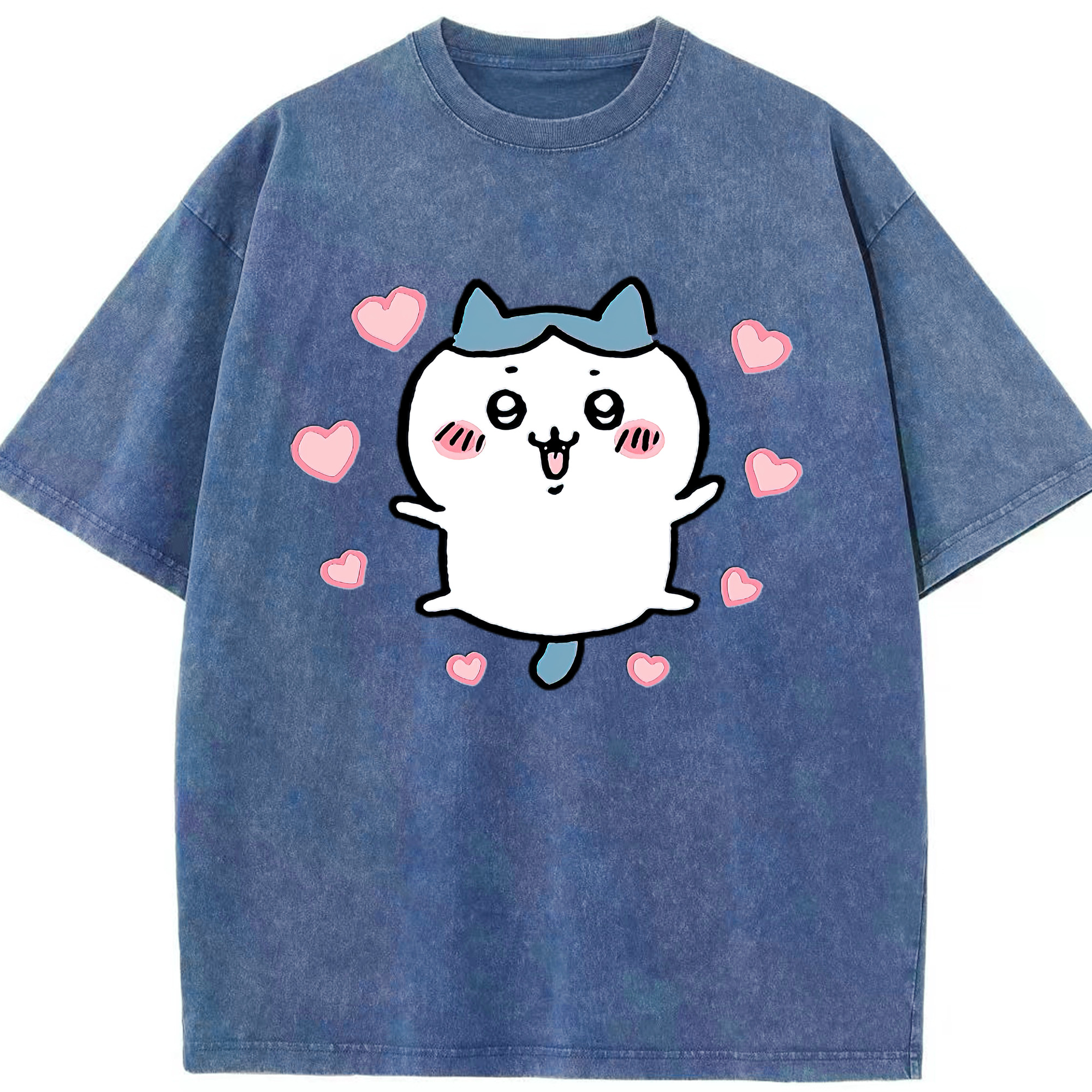 （画像用） ちいかわ ハチワレ Chii-kawa hachiware 綿100% ヴィンテージ風 半袖Tシャツ（フロントプリント）